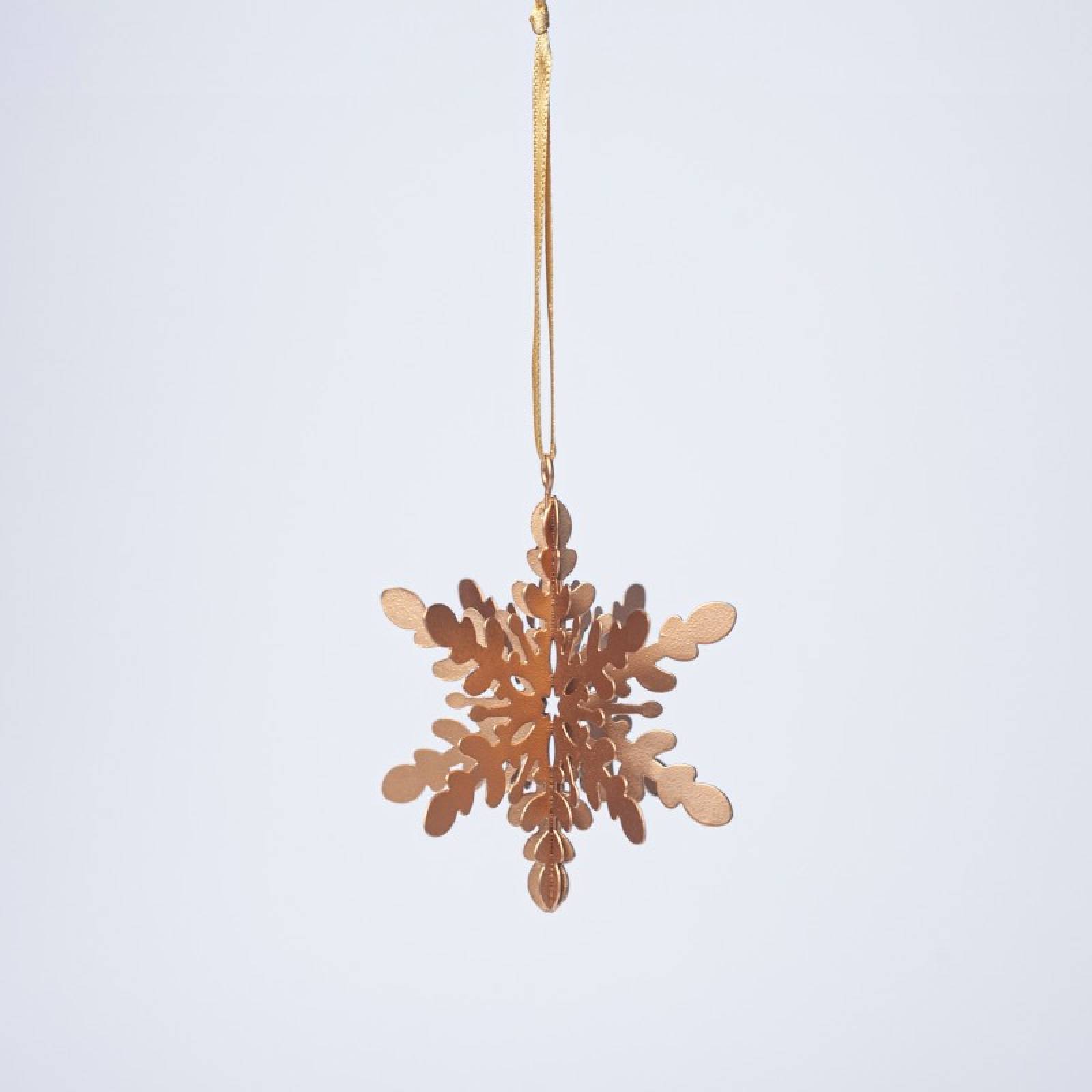 Gold Metal 3D Snowflake Hanging Christmas Decoration