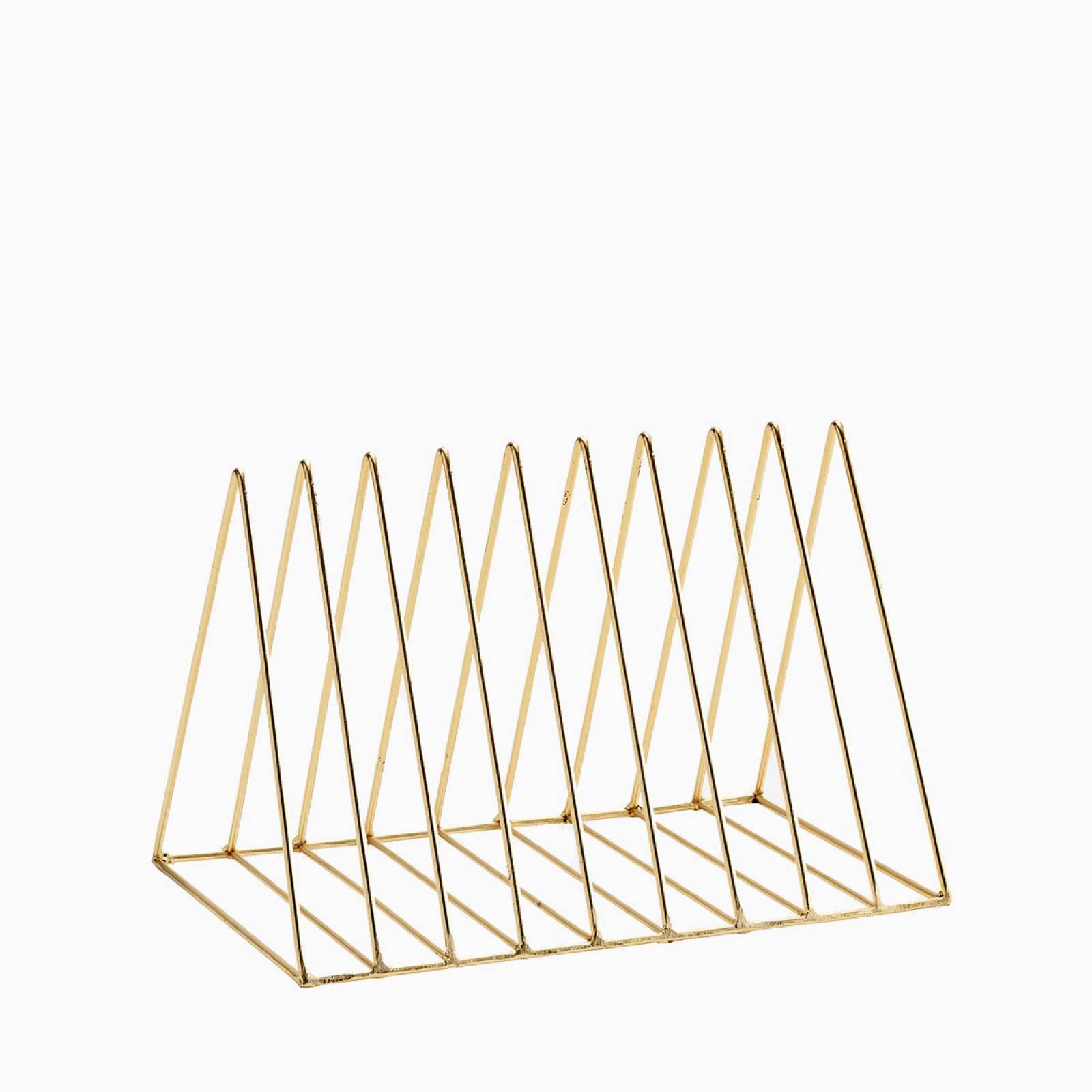 Large Triangular Shiny Gold Wire Plate Rack