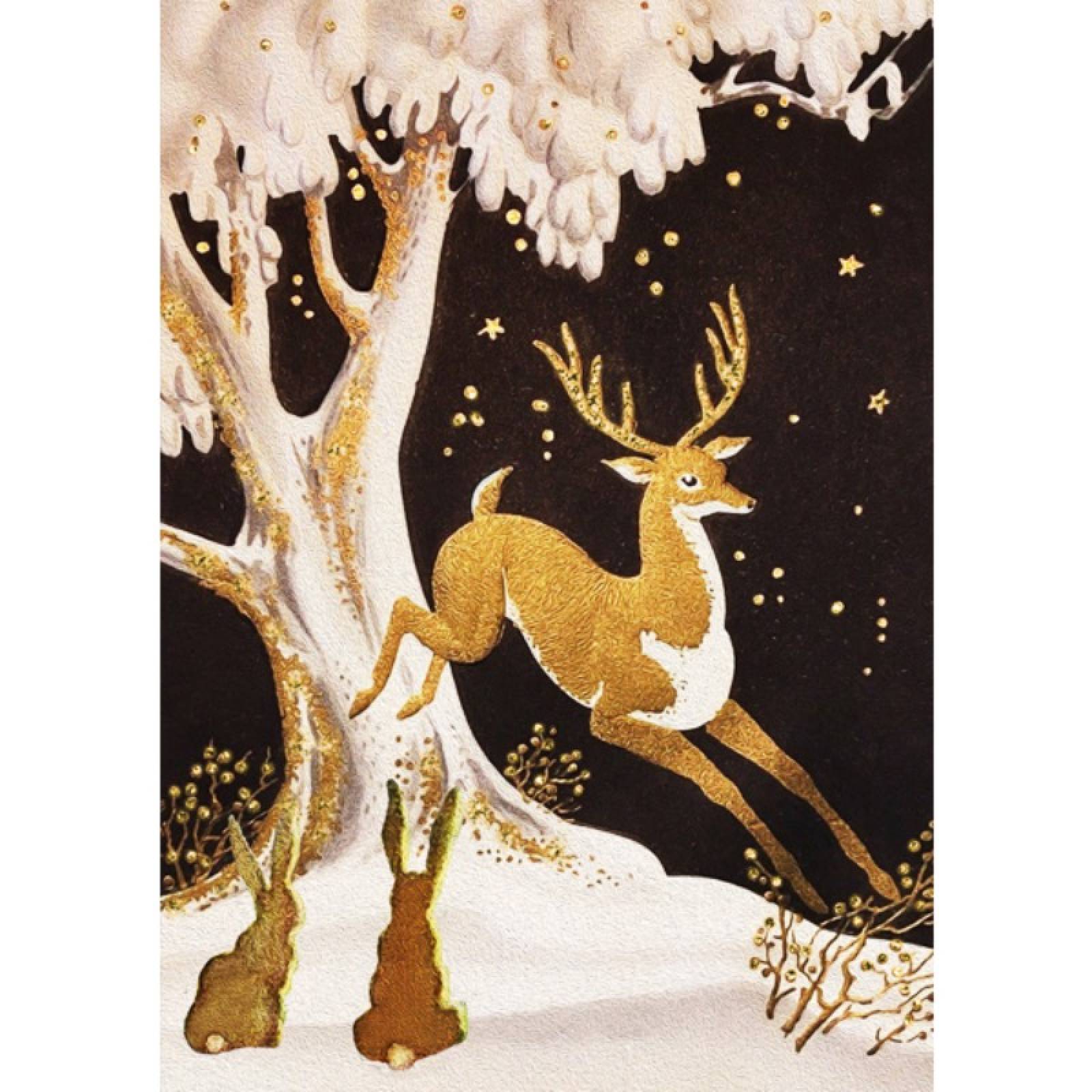 Golden Deer - Single Christmas Card