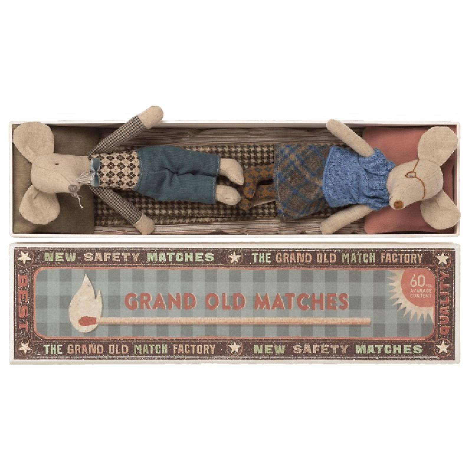 Grandma & Grandpa Mice In Matchbox By Maileg 3+