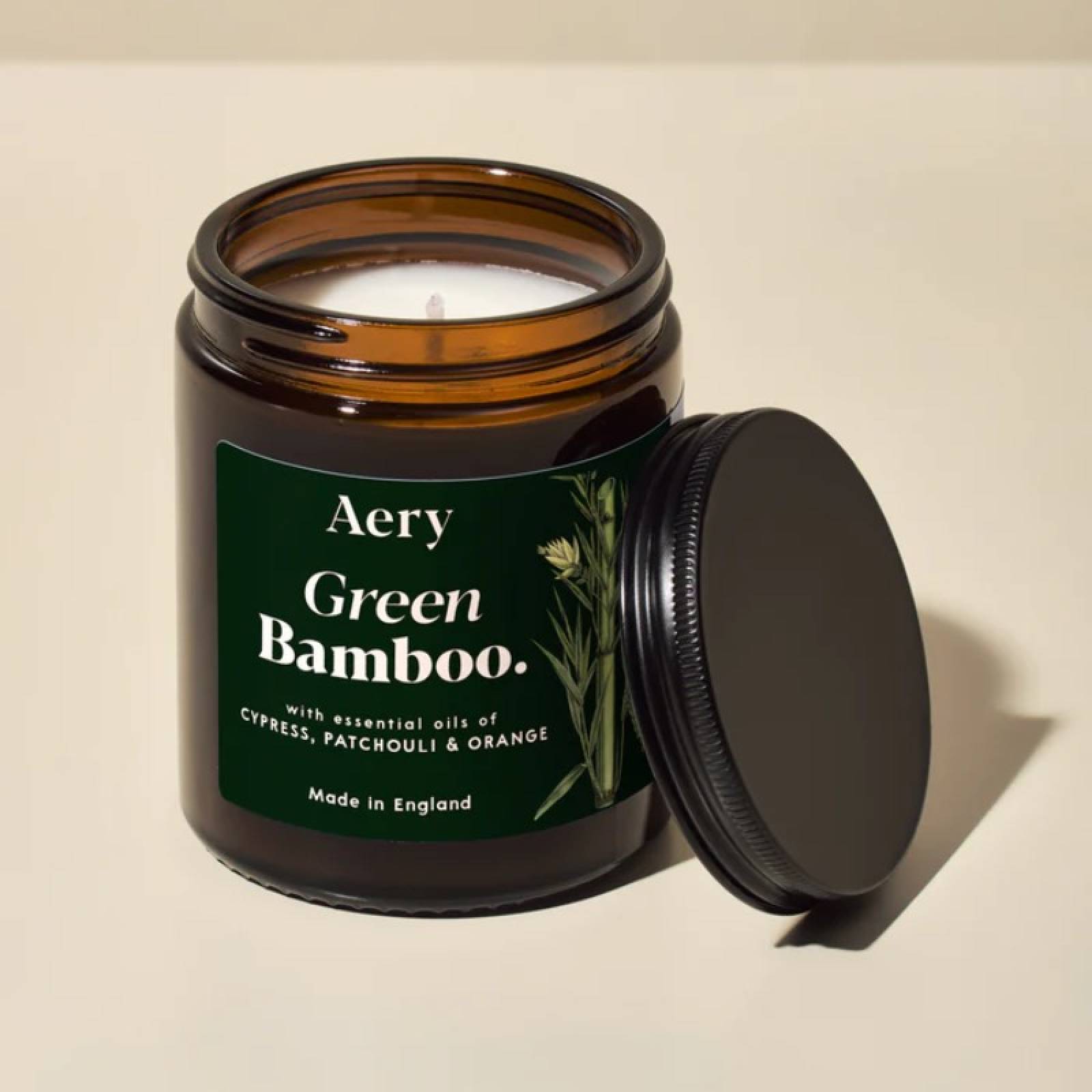 Green Bamboo - Scented Candle In Brown Glass Jar By Aery thumbnails