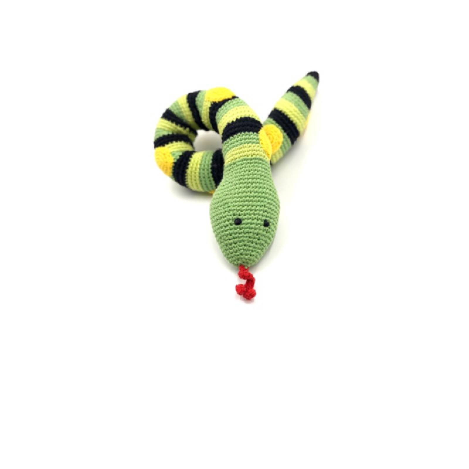 Green Knitted Snake Rattle 0+