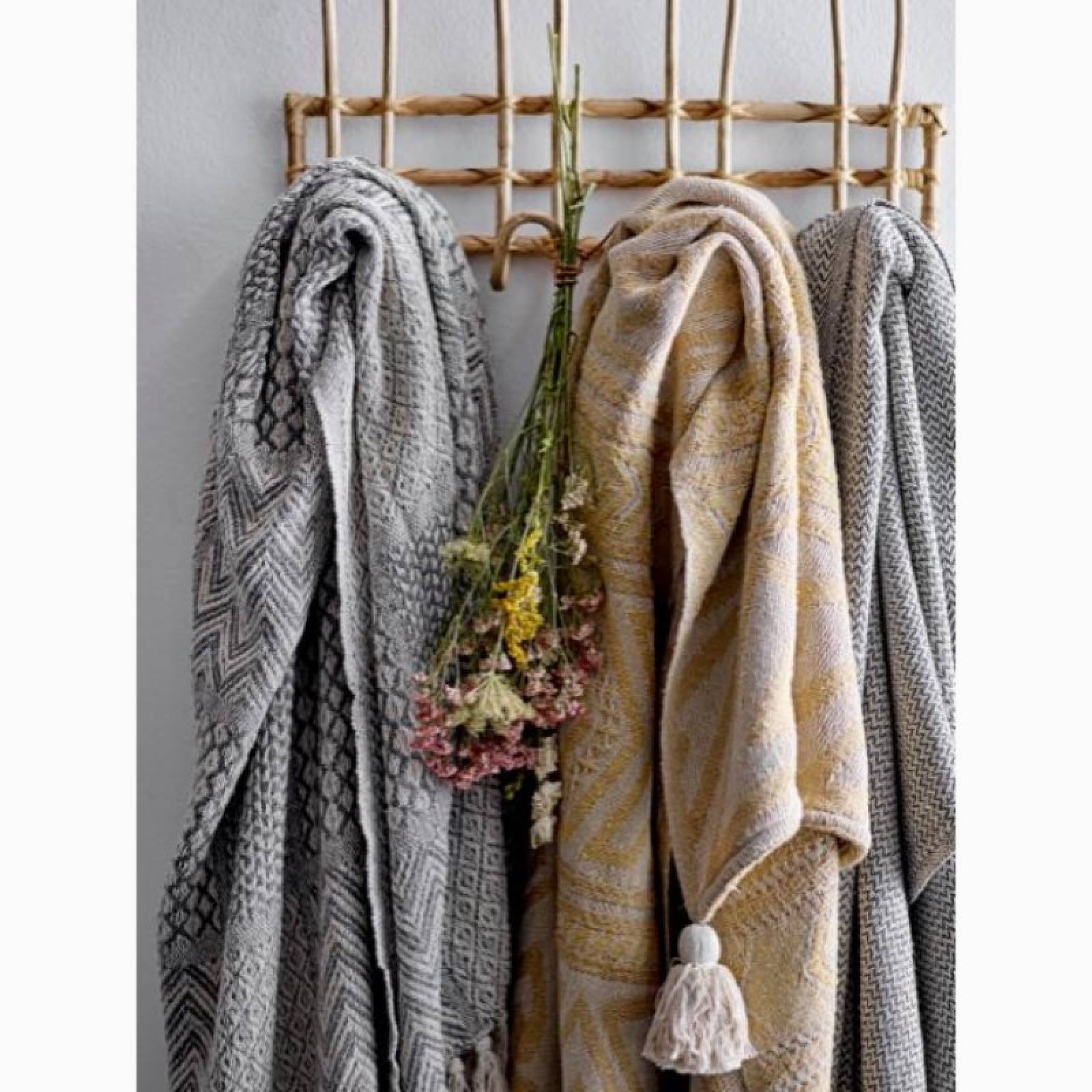 Grey Multi-Patterned Blanket Made From Recycled Cotton thumbnails