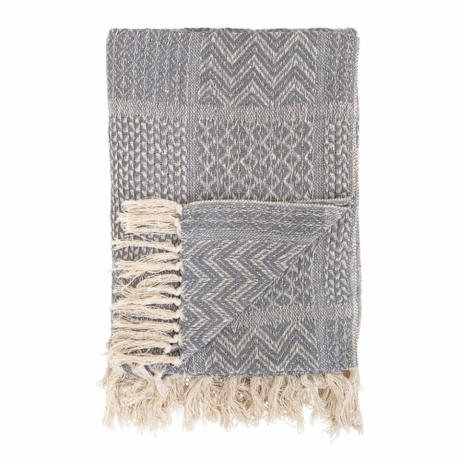 Grey Multi-Patterned Blanket Made From Recycled Cotton thumbnails