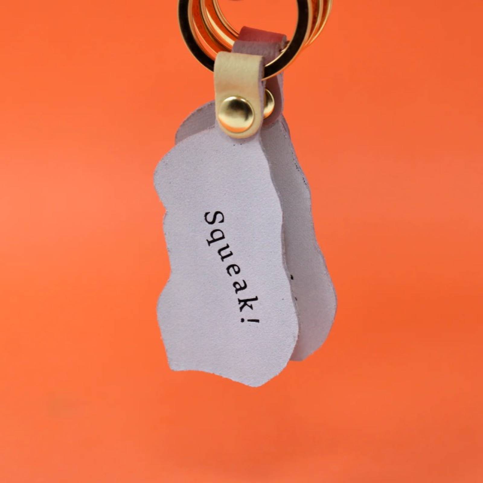 Guinea Pig Leather Keyring In Pale Pink thumbnails