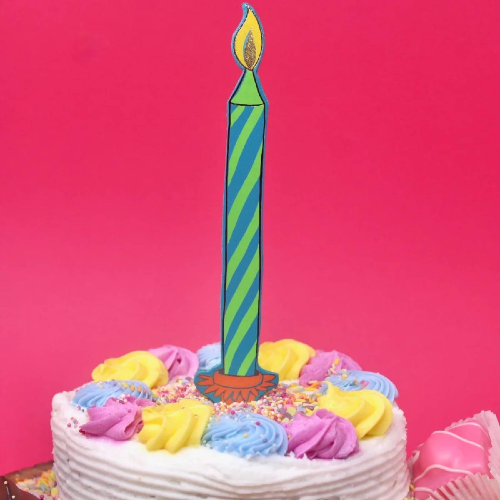 Hand Painted Leather Birthday Candle Bookmark In Turquoise