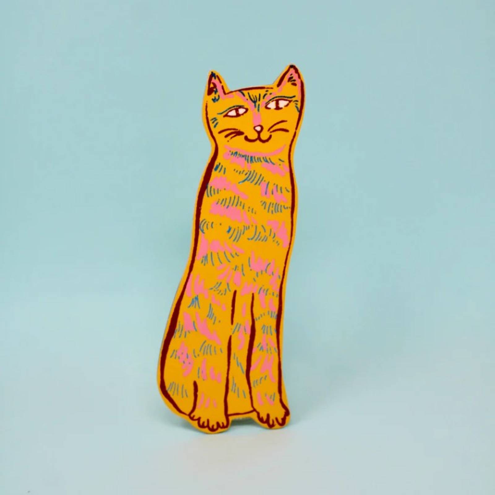 Hand Painted Leather Cat Tails Bookmark In Yellow
