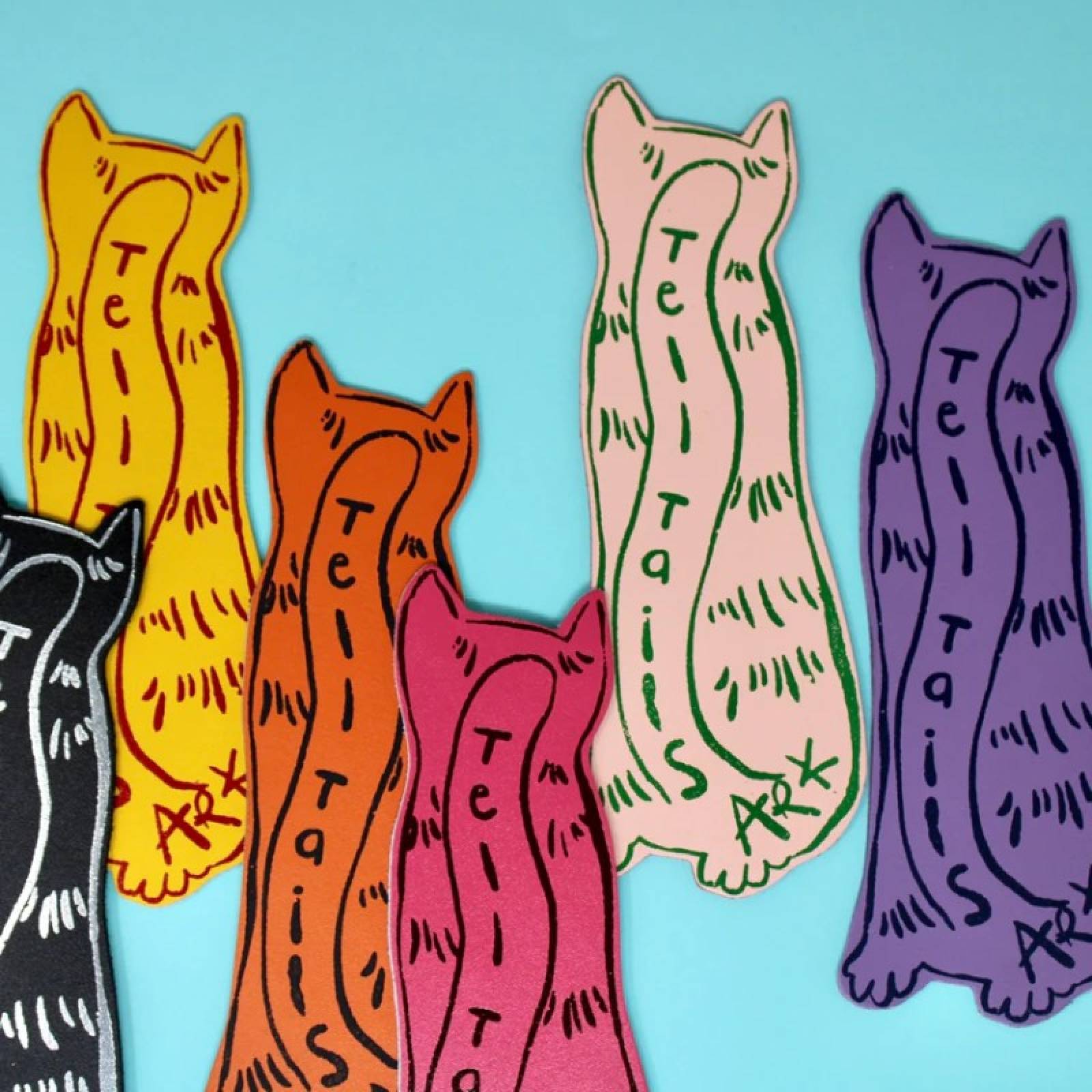 Hand Painted Leather Cat Tails Bookmark In Yellow thumbnails