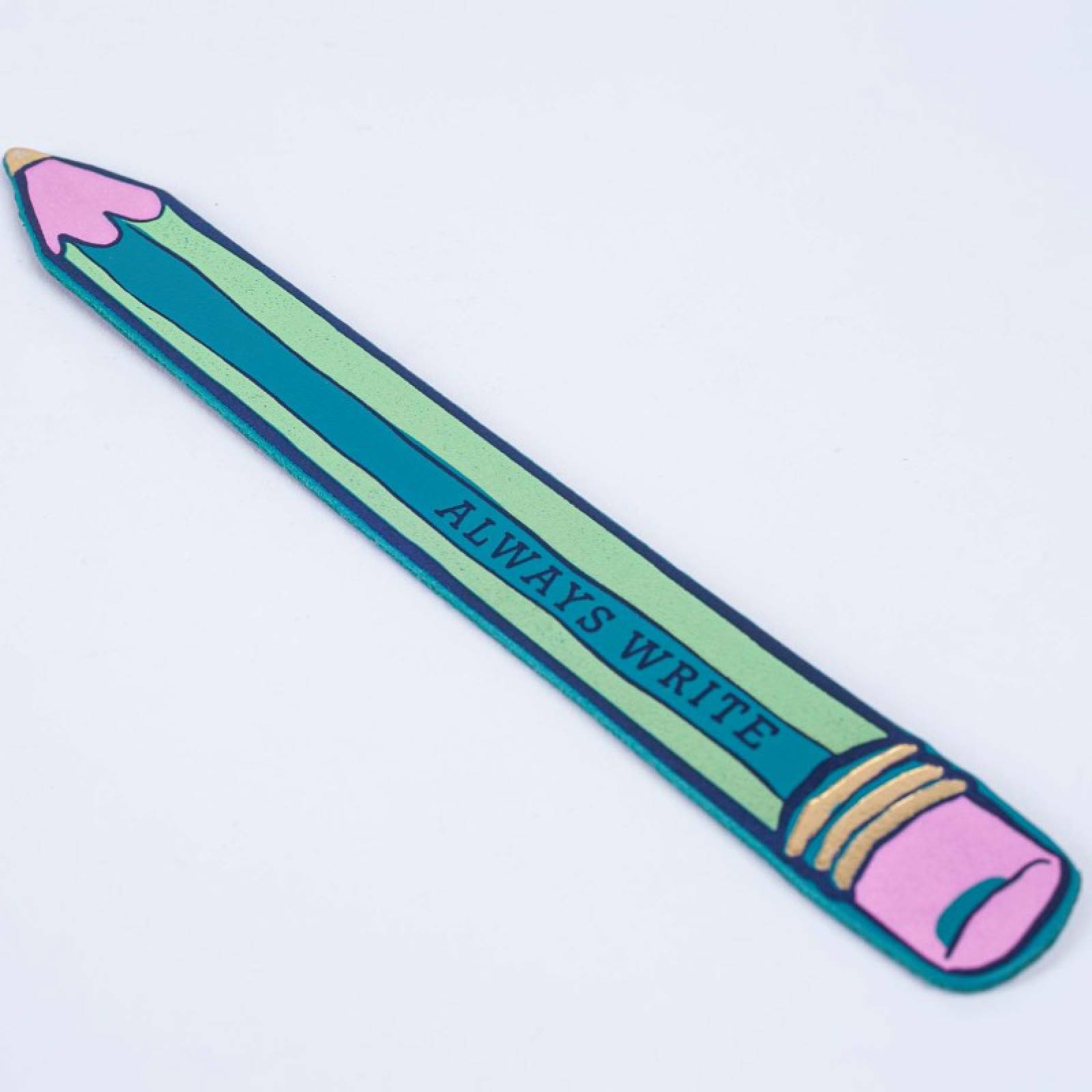 Hand Painted Leather Pencil Bookmark In Turquoise thumbnails