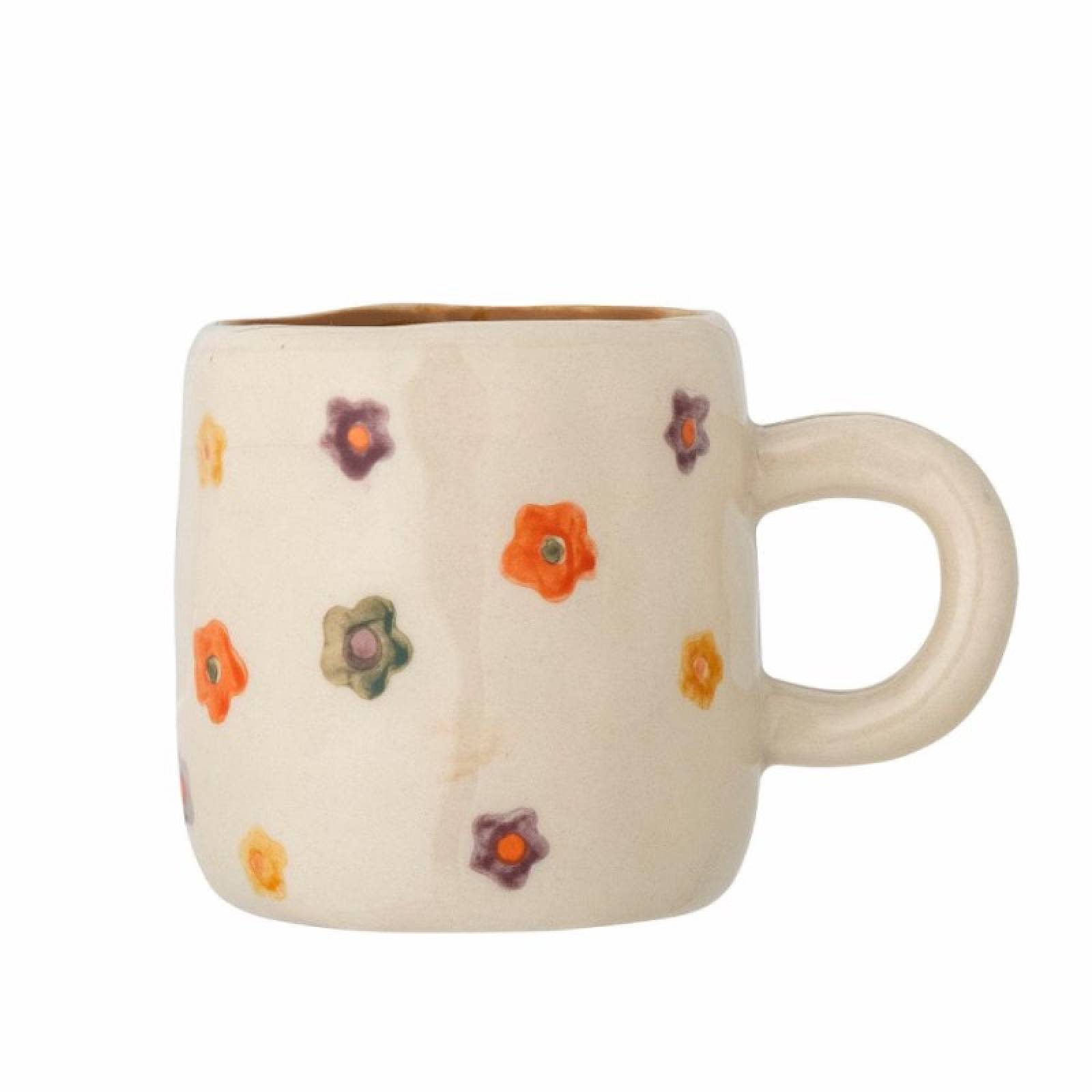 Children's Hand-painted Stoneware Mug In Flower Cream