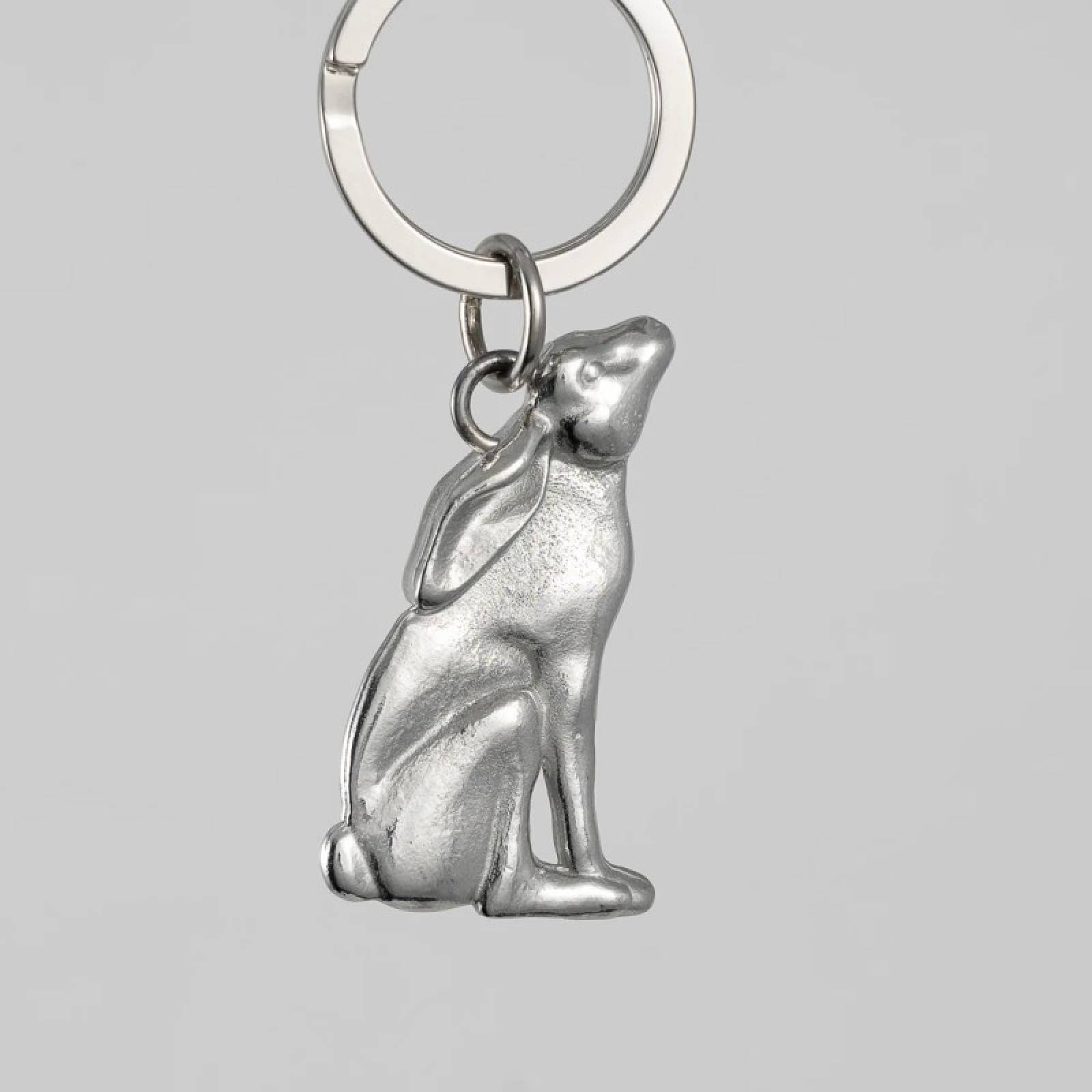 Handmade Fine Cast Pewter Keyring - Moon Gazing Hare