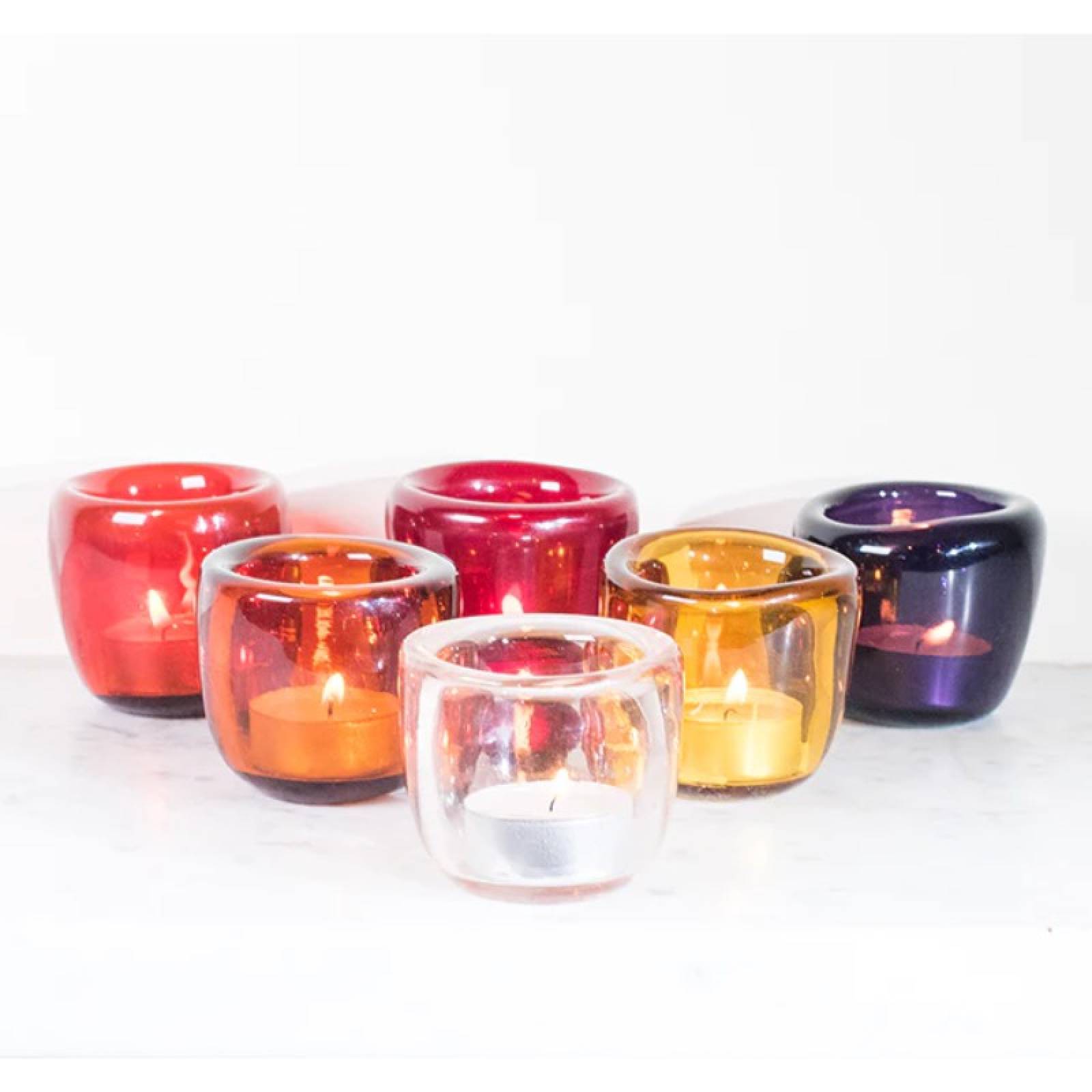 Handmade Glass Tealight Holder In Spanish Orange thumbnails
