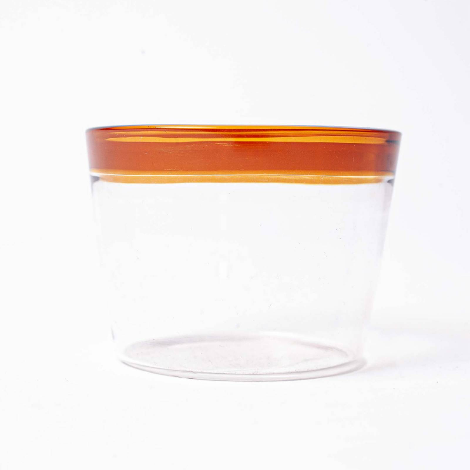 Handmade Short Glass With Amber Rim H: 6cm