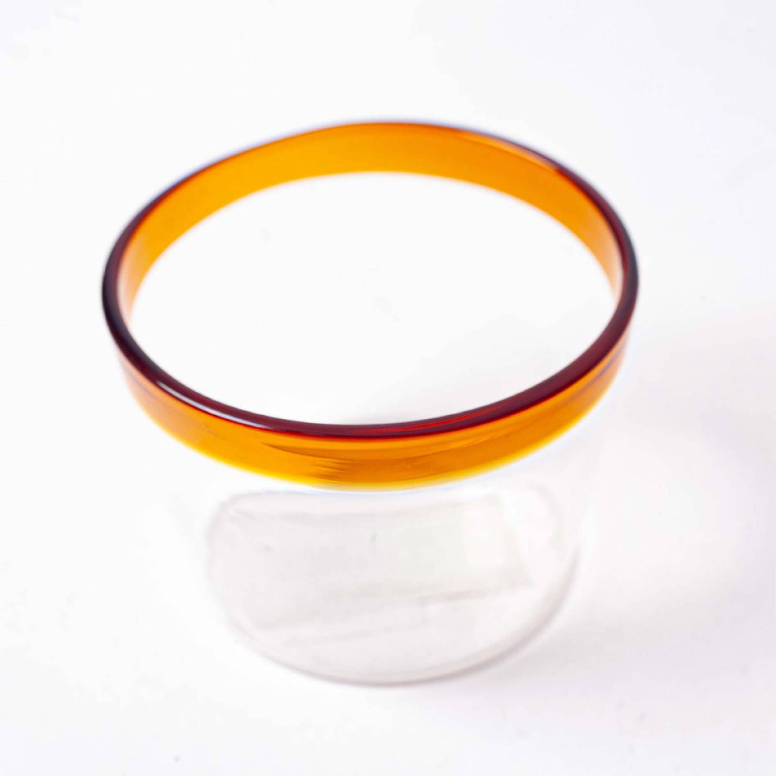 Handmade Short Glass With Amber Rim H: 6cm thumbnails