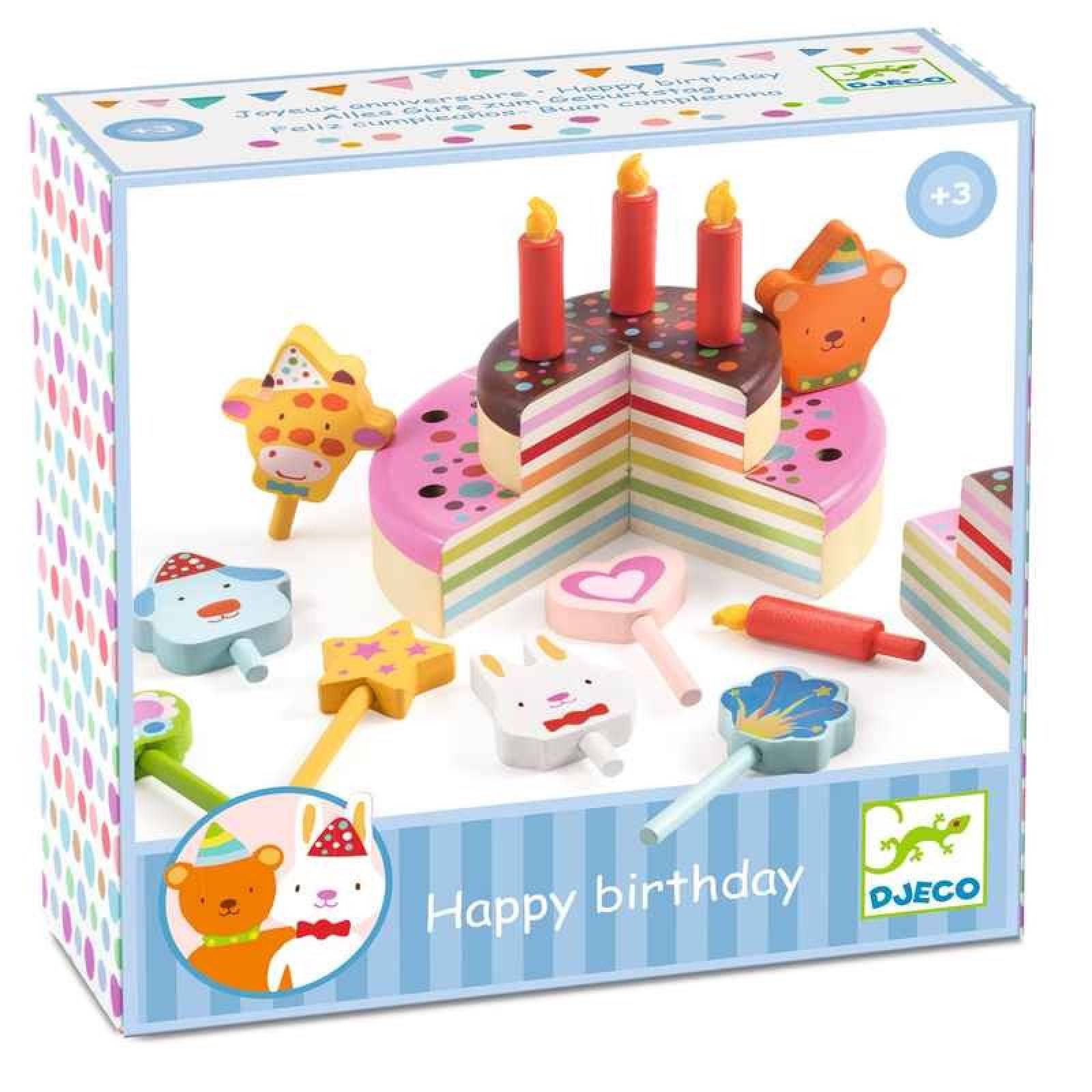 Happy Birthday Cake - Wooden Play Food Set By Djeco 3+ thumbnails