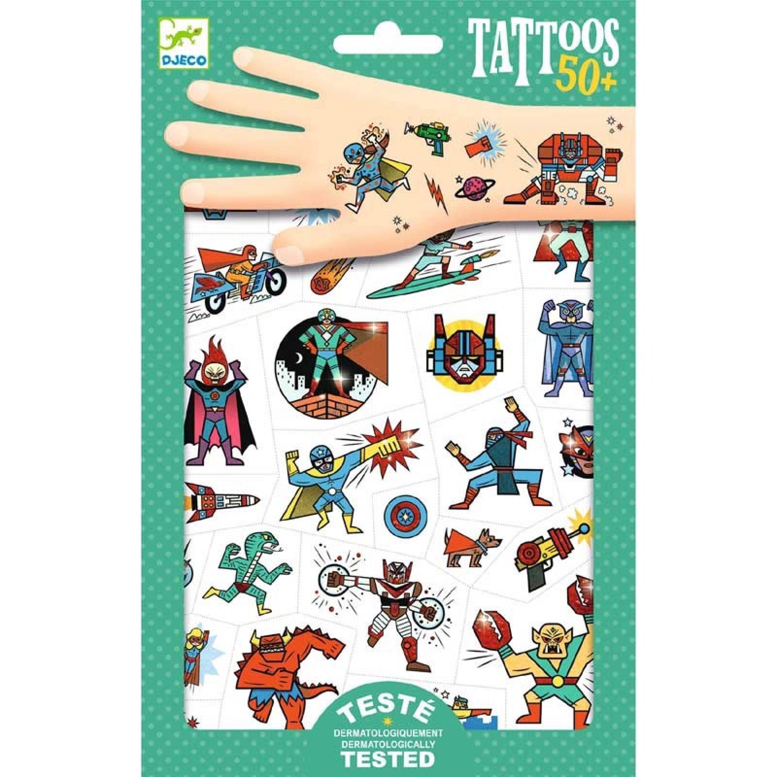 Heroes vs Villans Temporary Tattoo Pack By Djeco 3+