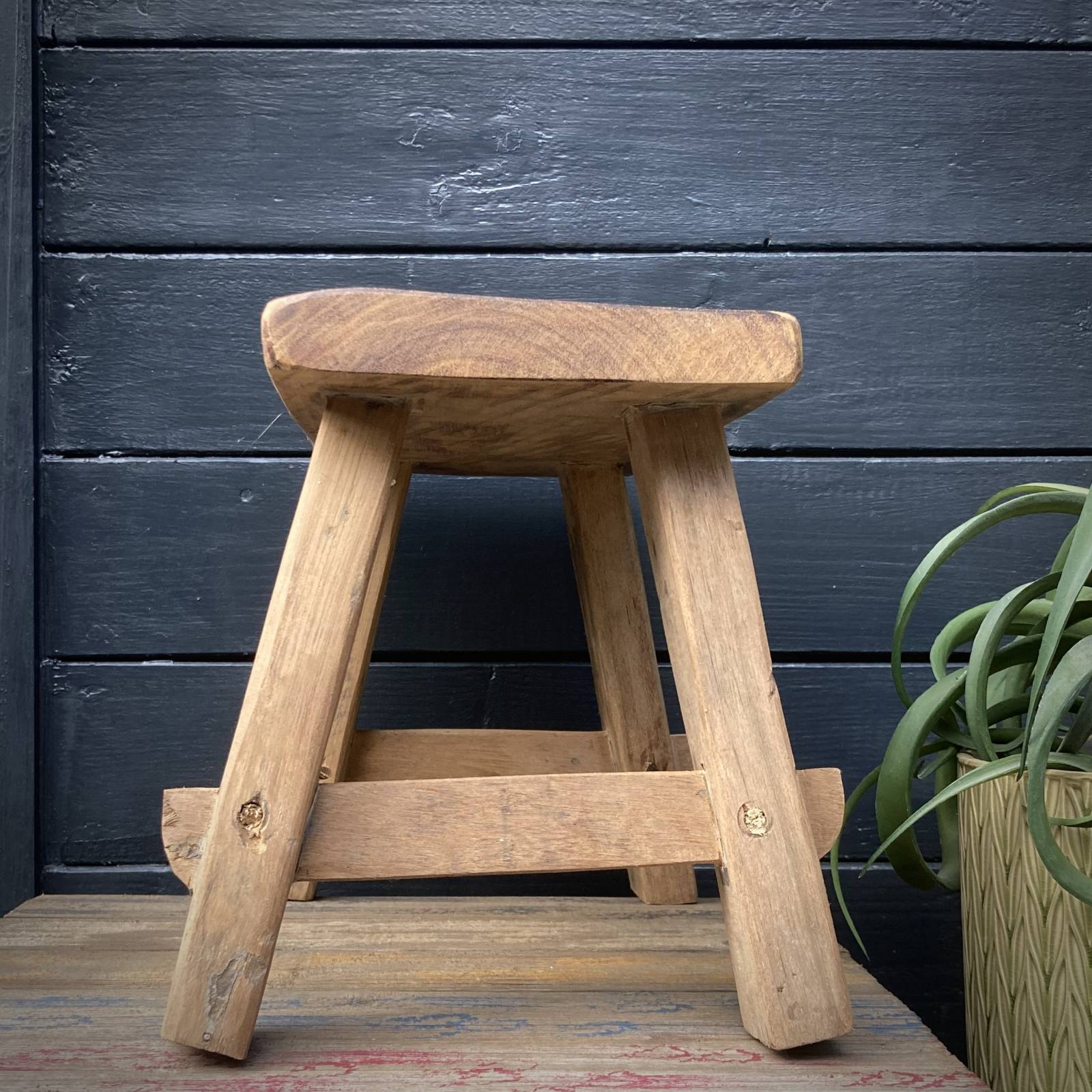 Small Recycled Teak Wooden Stool thumbnails