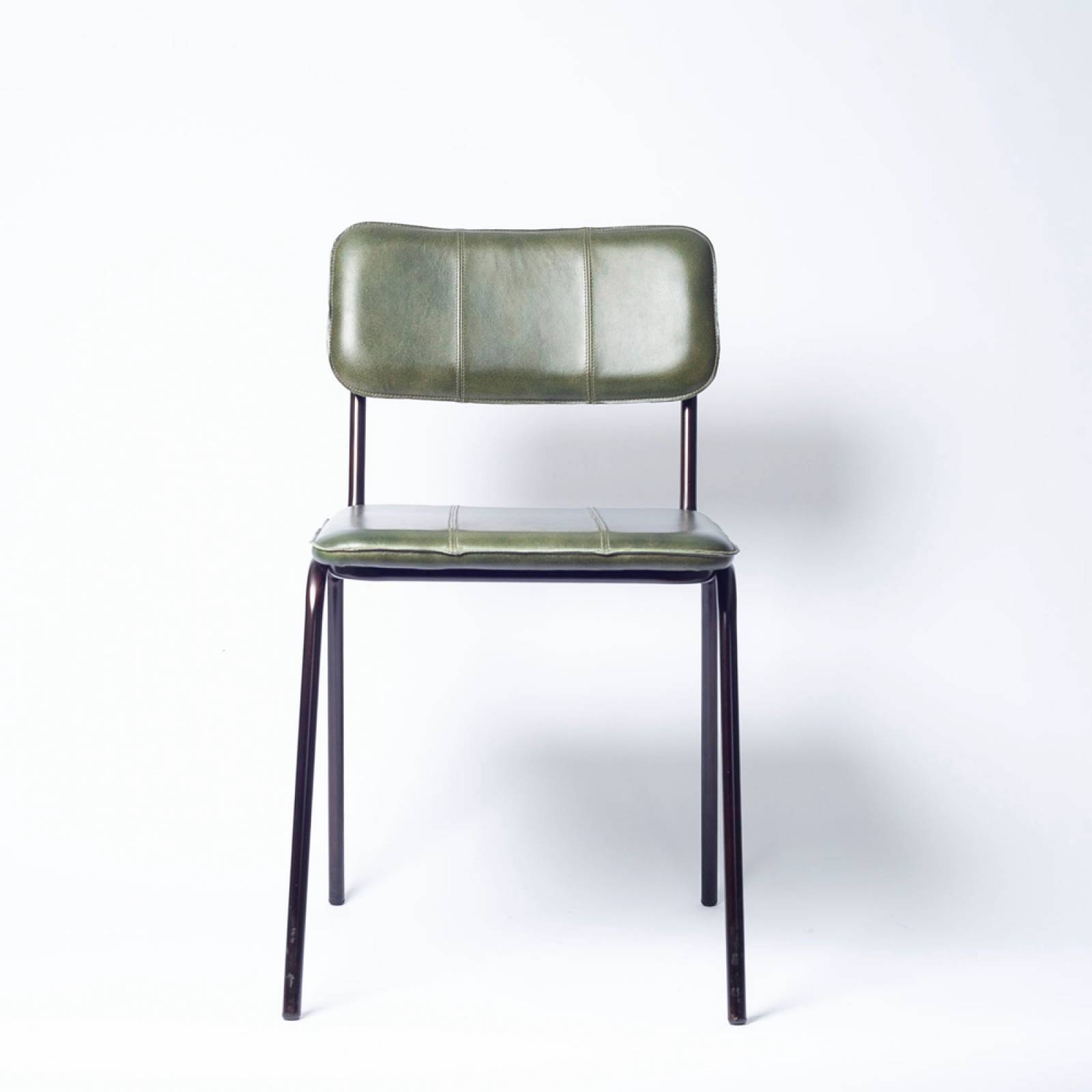 Ukari Dining Chair In Rich Green Leather
