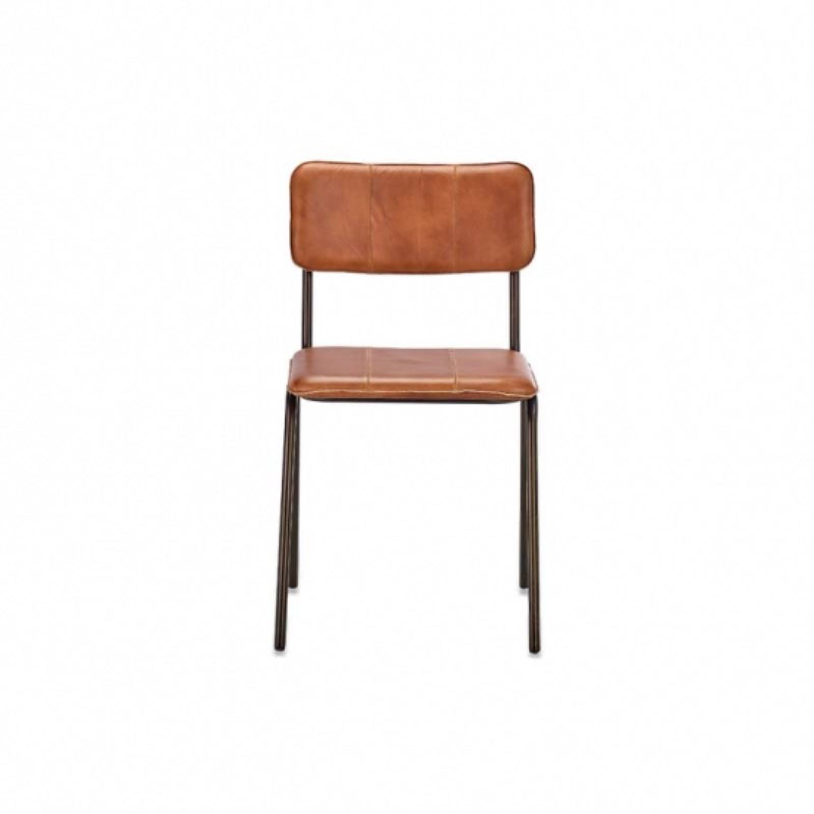Industrial Style Metal Dining Chair In Tan Leather thumbnails