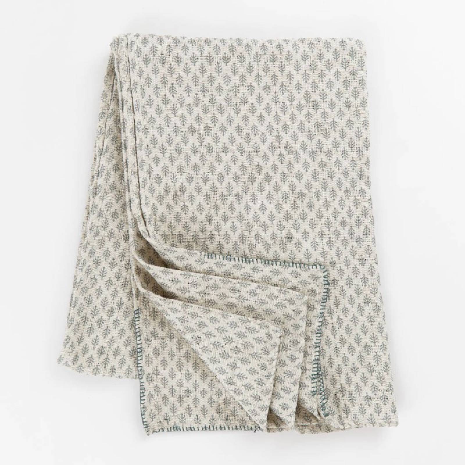Jaipur Fern Blanket Throw In Dove Grey 150x150cm
