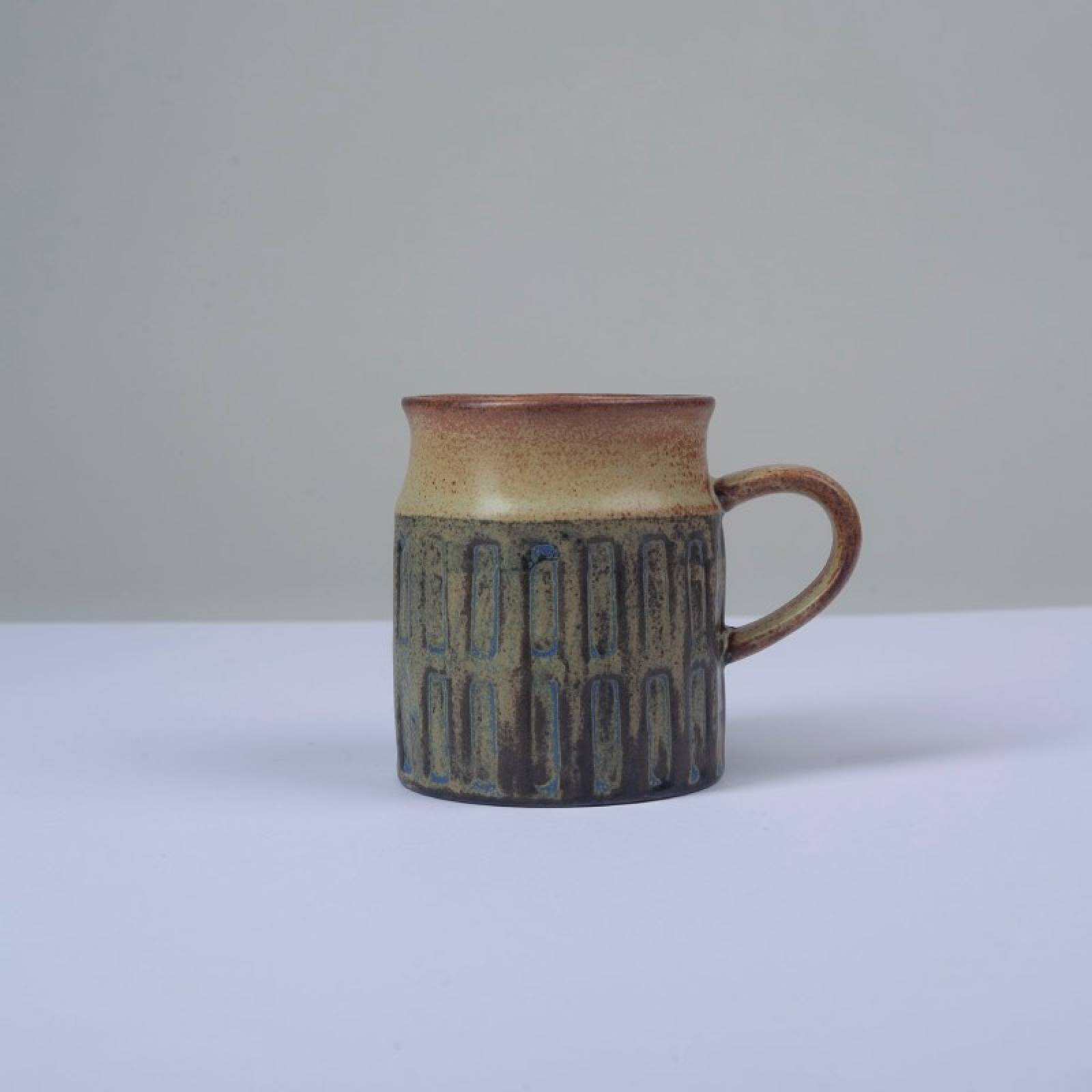 Japanese Ceramic Large Mug With Rectangle Pattern