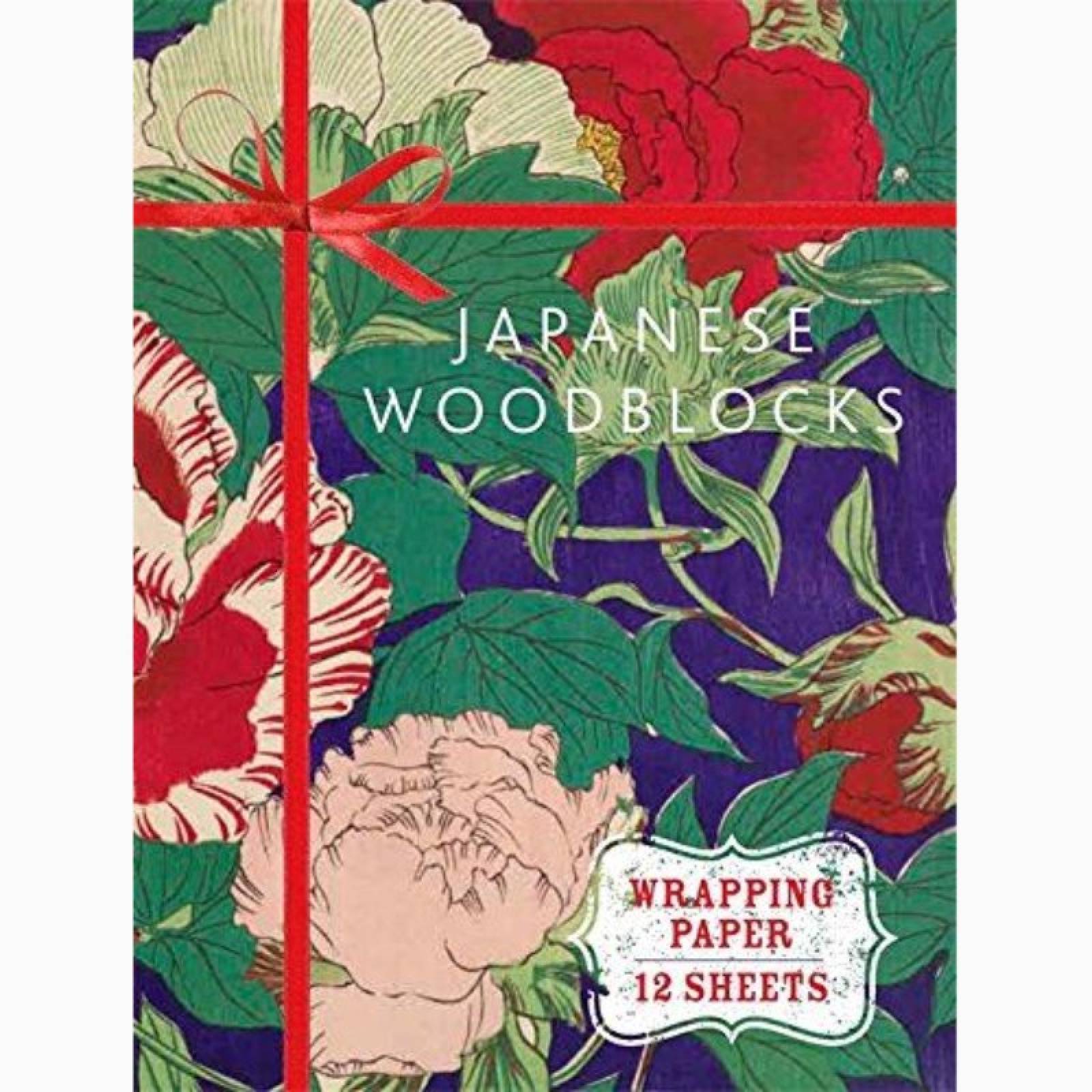 Japanese Woodblock Book Of 12 Sheets Of Wrapping Paper