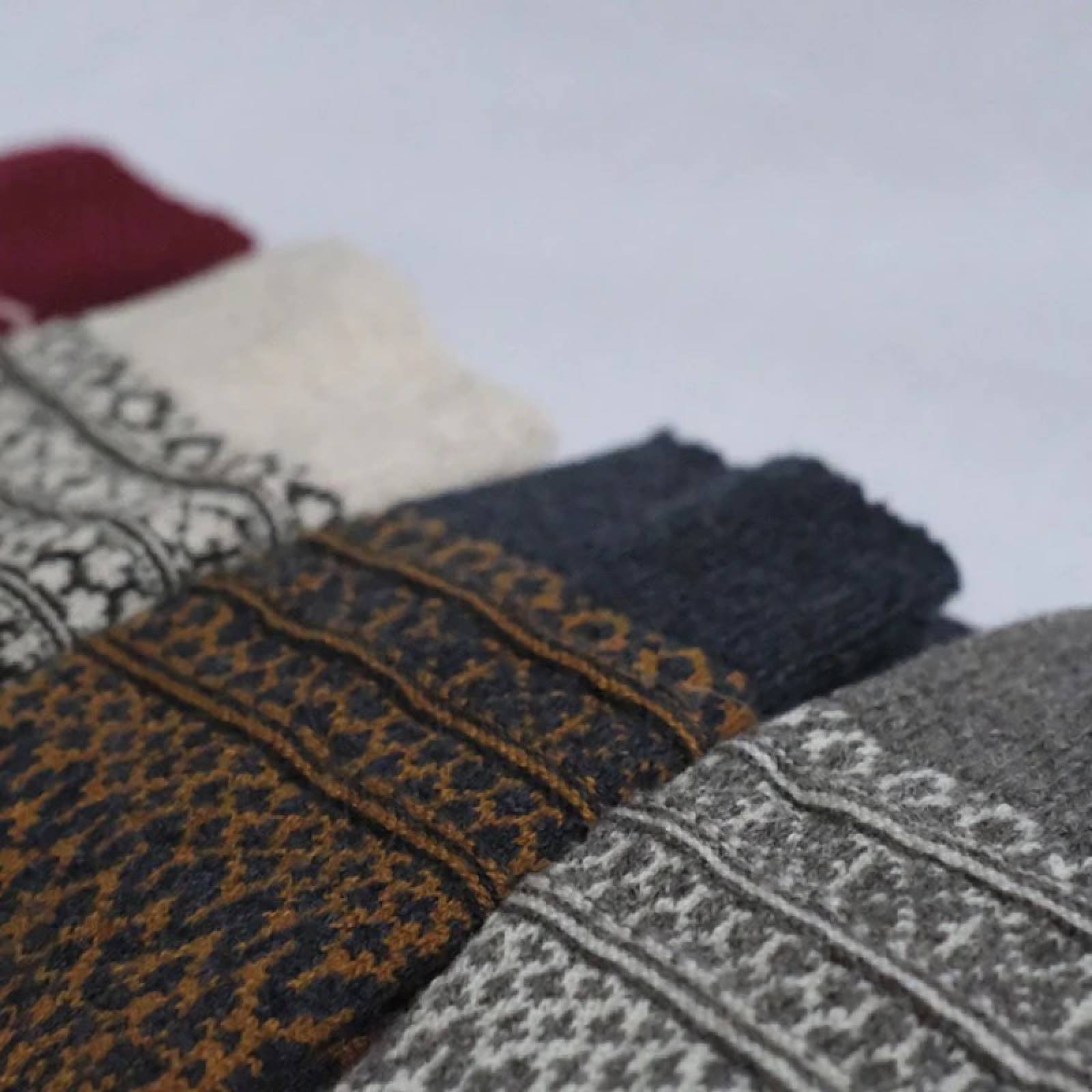 Japanese Wool Jacquard Socks In Navy thumbnails