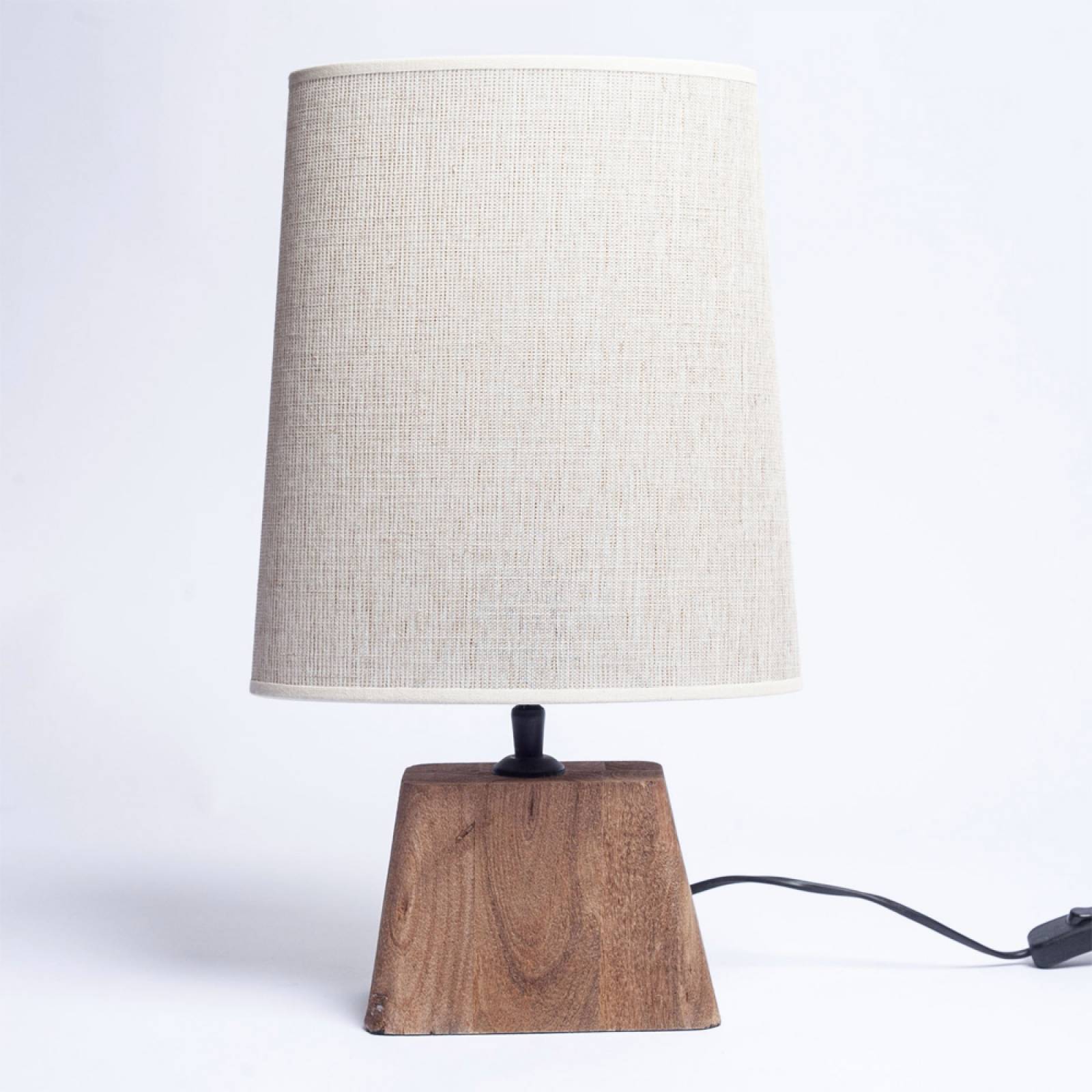 Kardan Wooden Angular Lamp With Tall Flared Shade