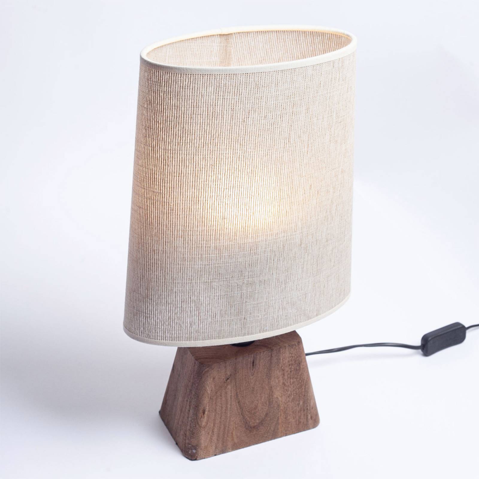 Kardan Wooden Angular Lamp With Tall Flared Shade thumbnails