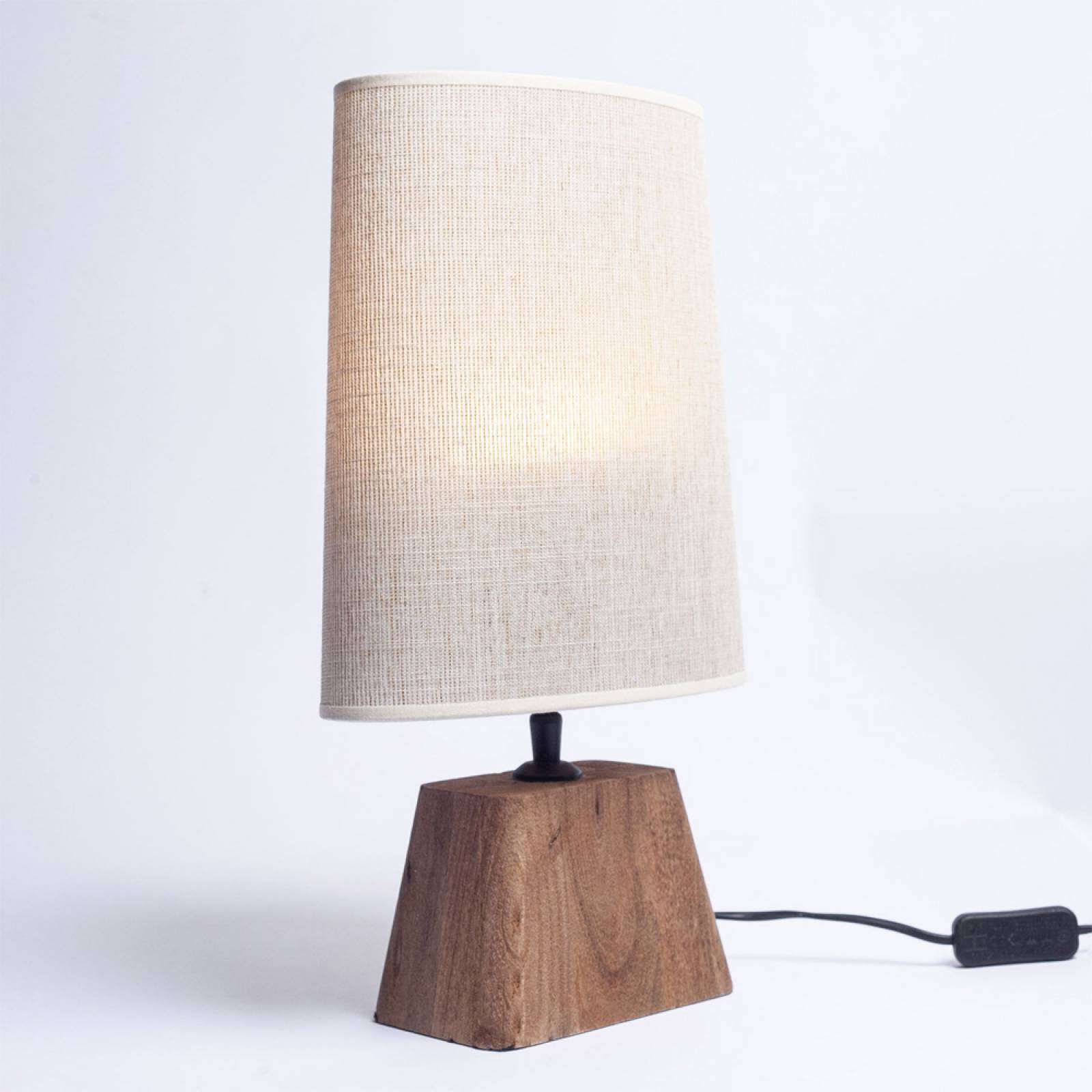 Kardan Wooden Angular Lamp With Tall Flared Shade thumbnails