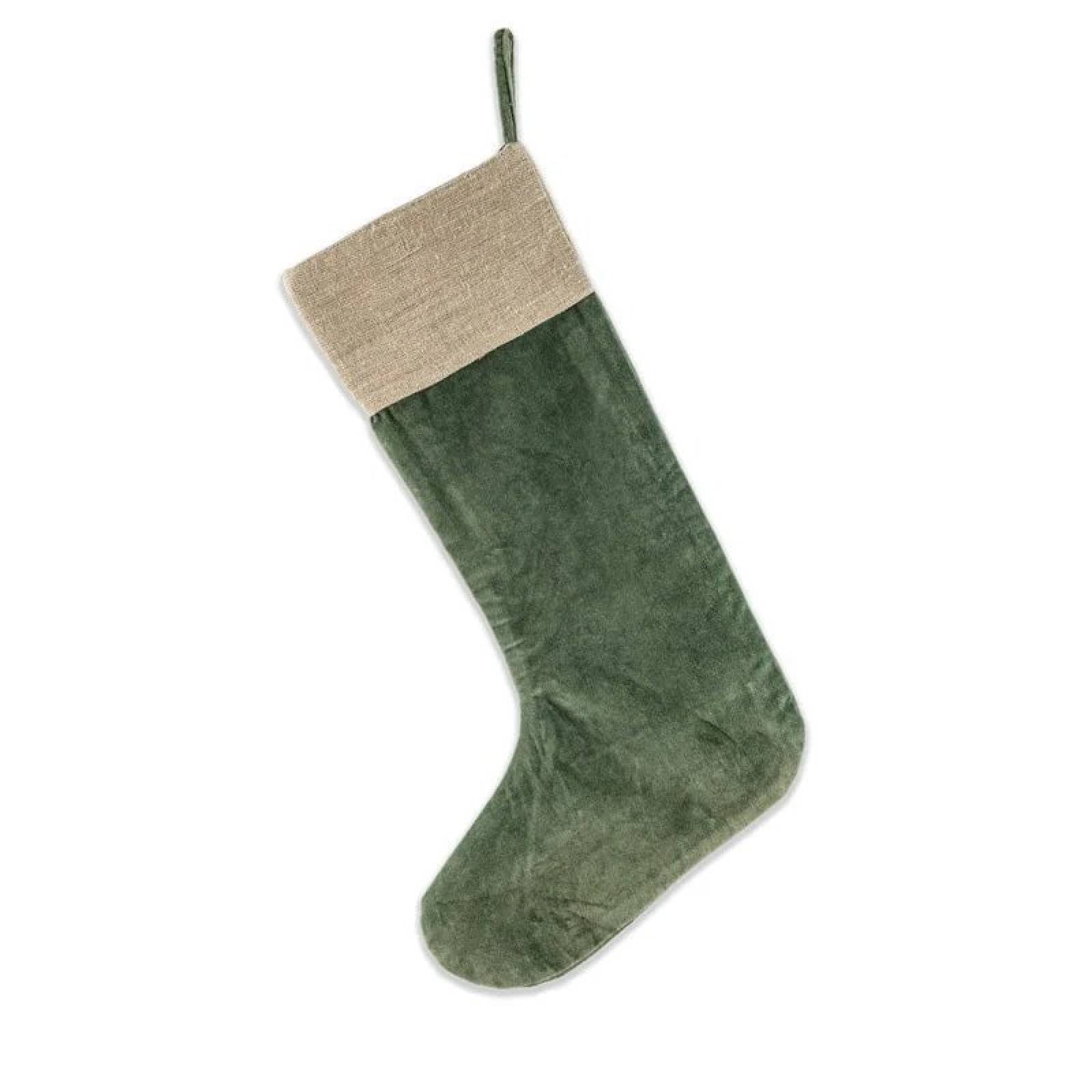 Karru Cotton Velvet Christmas Stocking In Forest Green thumbnails