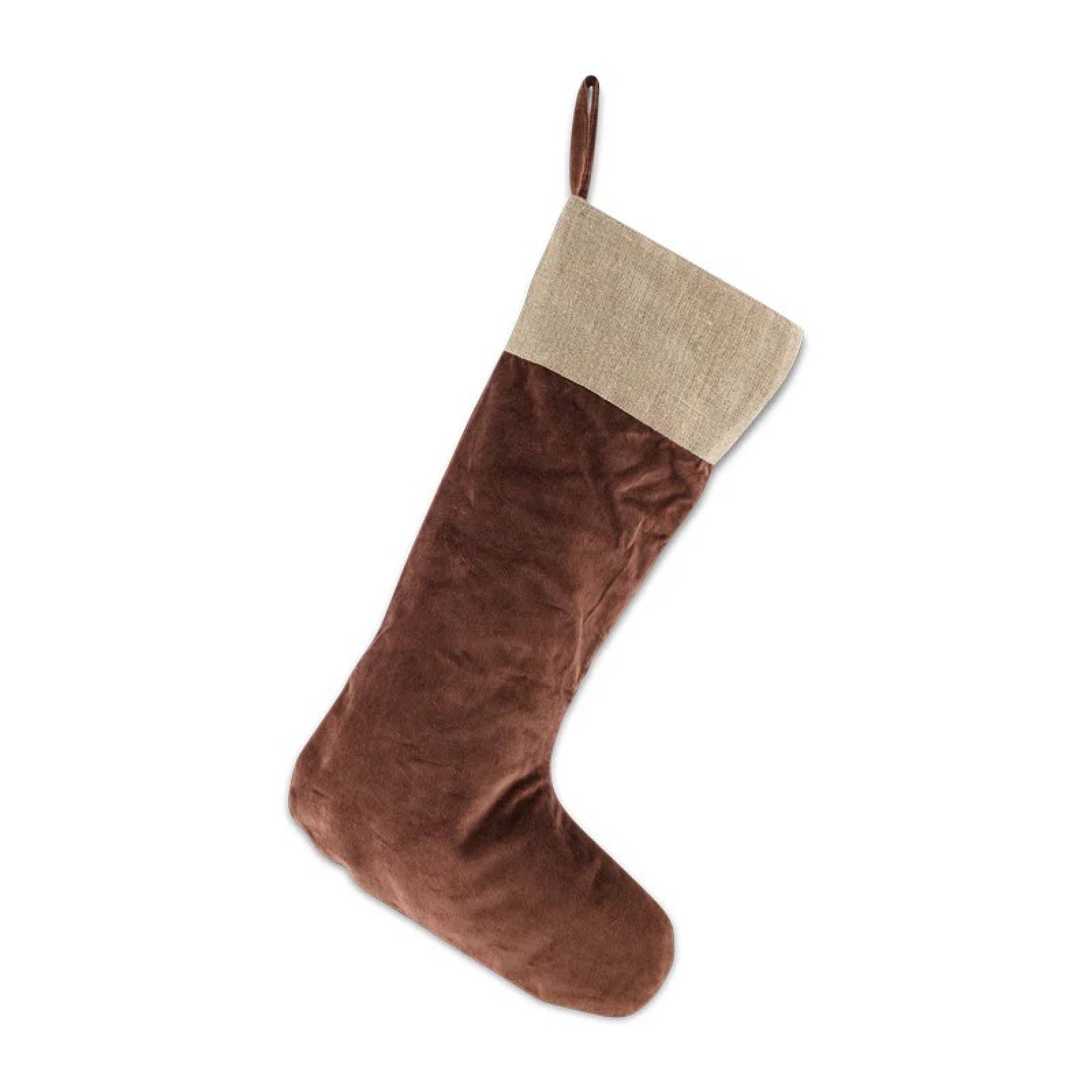 Karru Cotton Velvet Christmas Stocking In Rich Mocha thumbnails