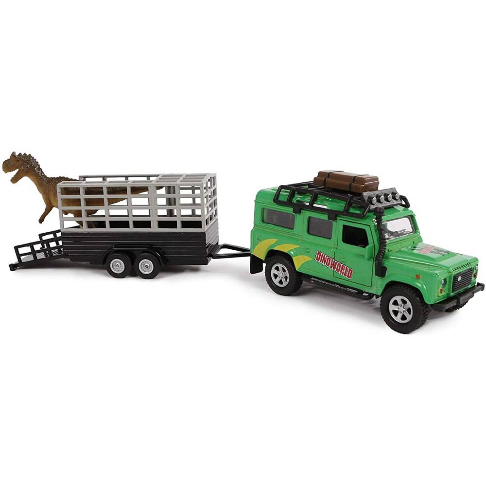 4x4 Land Rover & Dinosaur Transporter Diecast & Plastic Toy Car