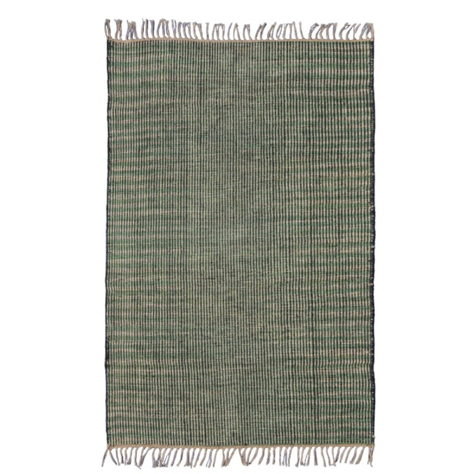 Kilim Jute Rug Woven In Green & Blue 150x210cm