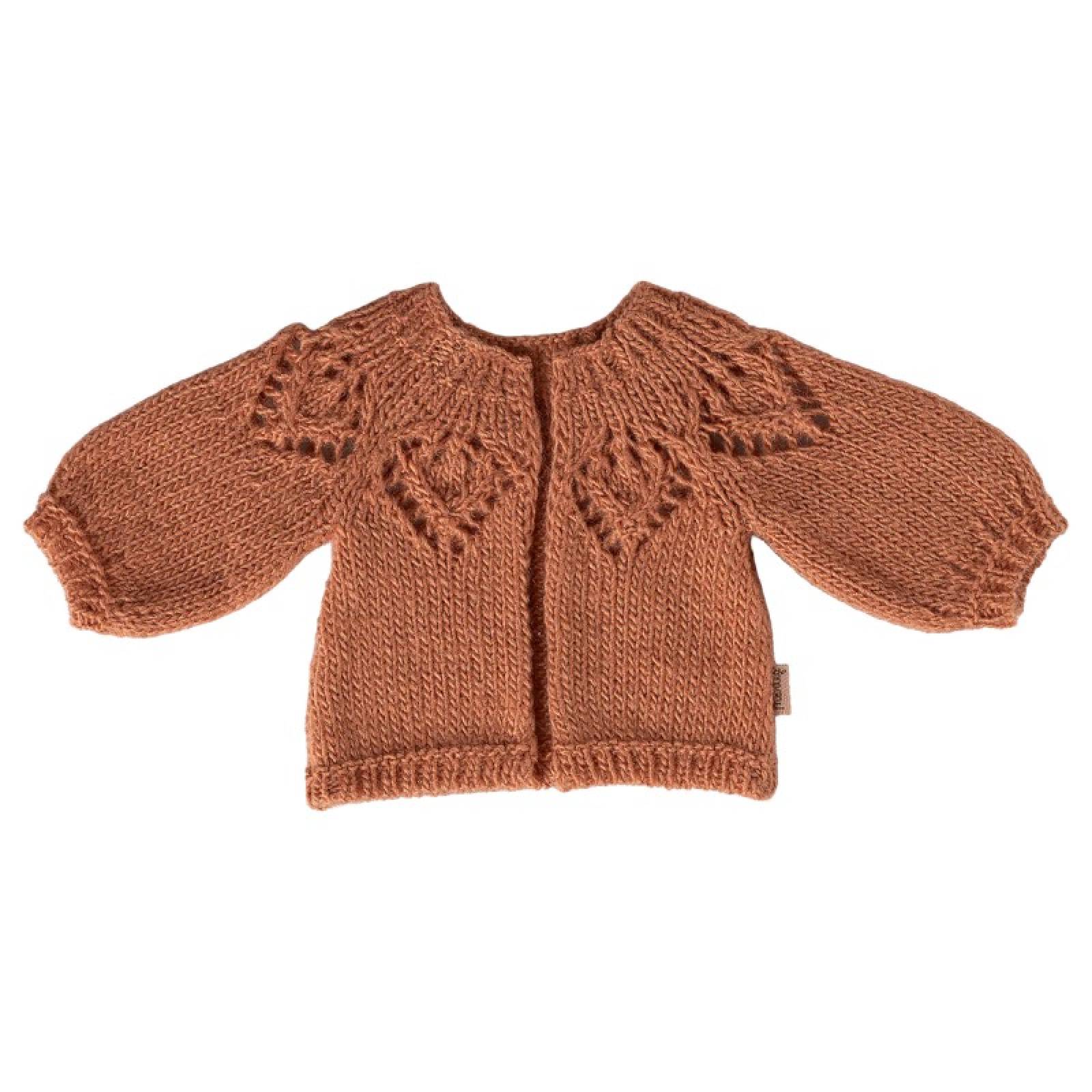 Knitted Cardigan In Vintage Rose For Size 3 Soft Toys By Maileg