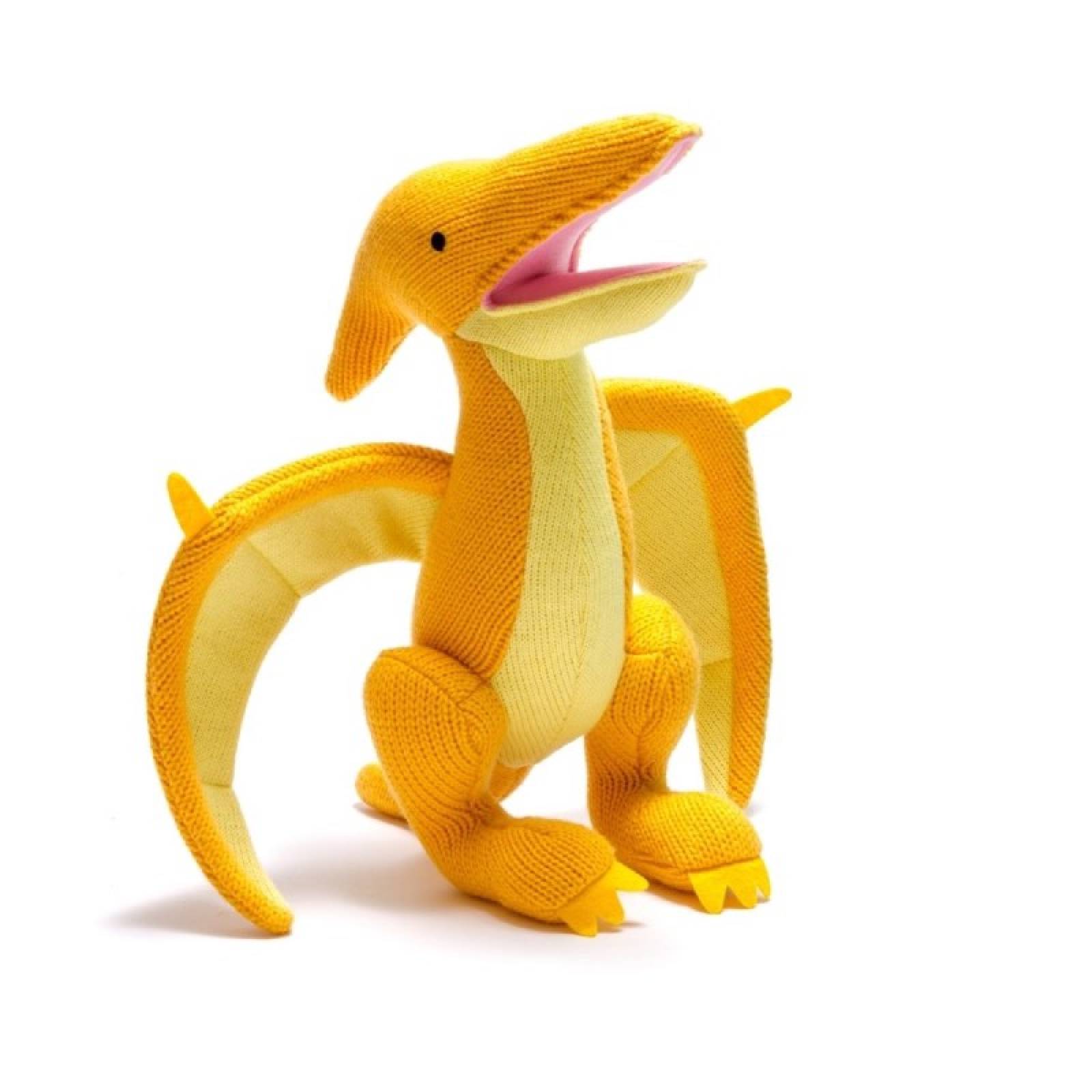 Knitted Yellow Pterodactyl Dinosaur Soft Toy 0+