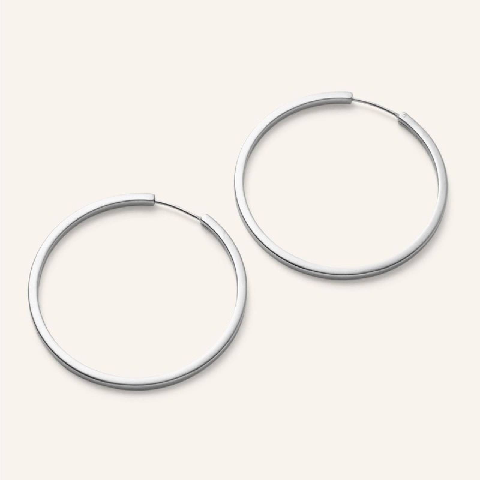 Large Circle Line Hoop Earrings In Silver By Pernille Corydon