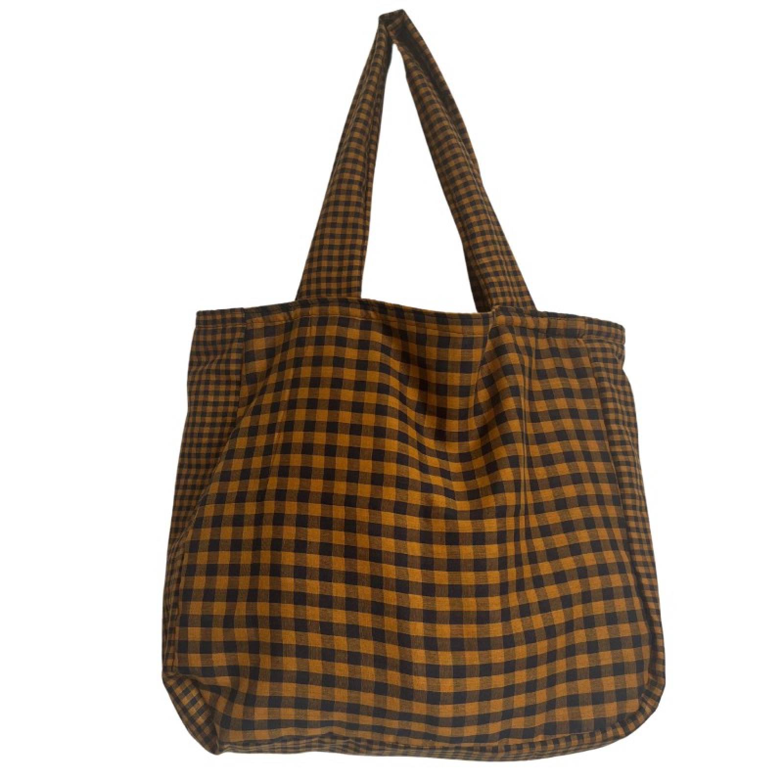 Large Cotton Tote Bag In Rust Gingham