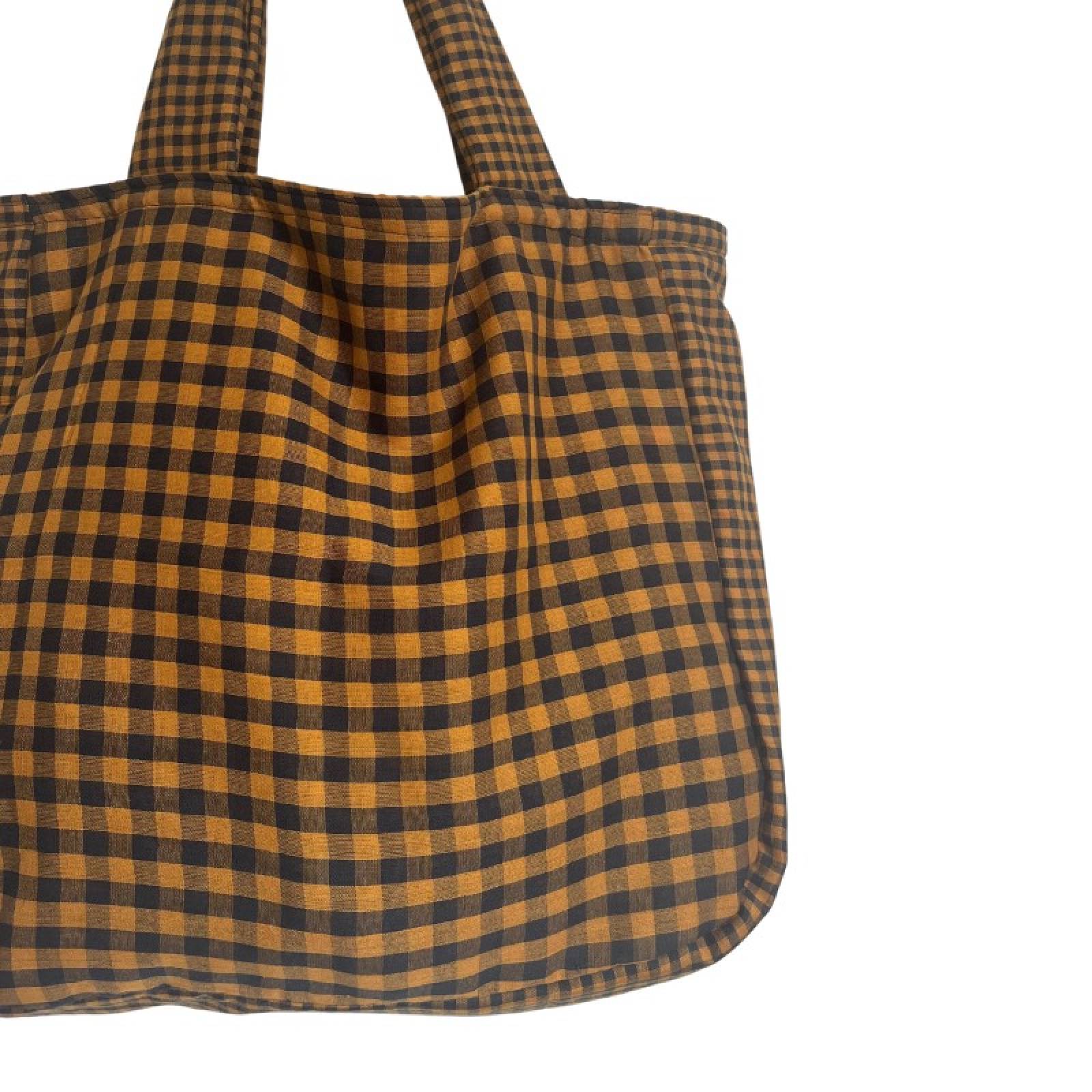 Large Cotton Tote Bag In Rust Gingham thumbnails