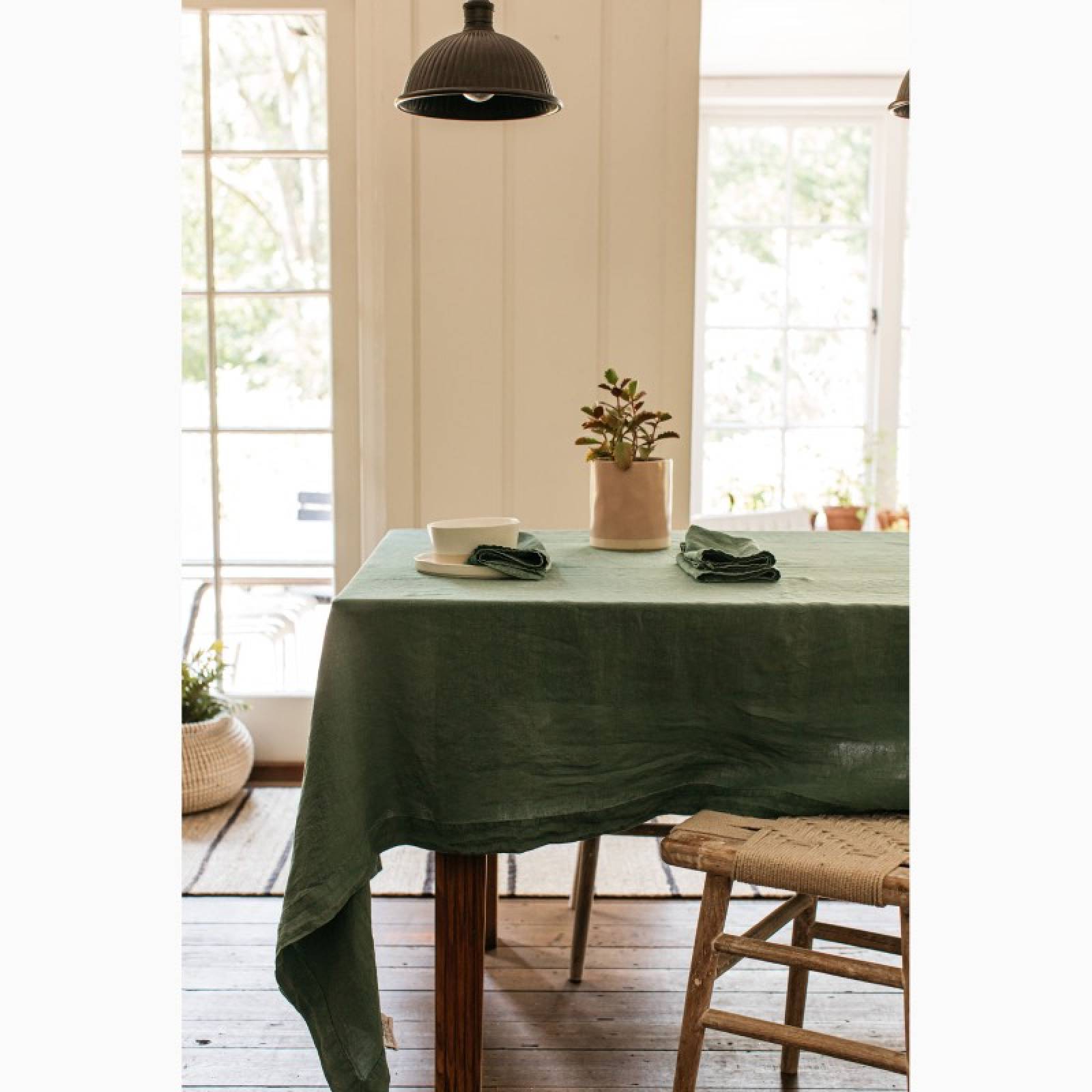 Large Linen Tablecloth In Sea Green 140x230cm thumbnails