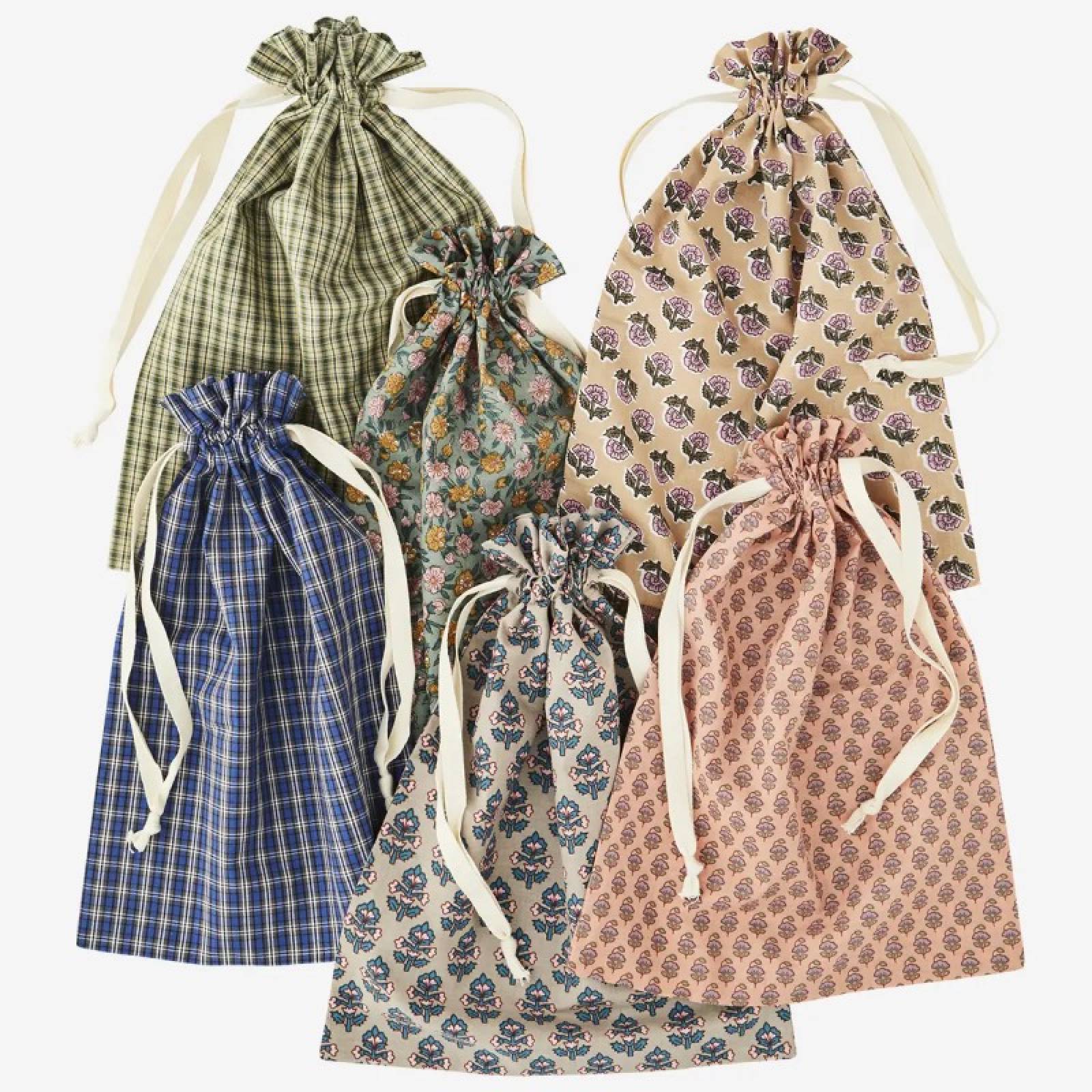 Large Printed Cotton Drawstring Gift Bag 20x40cm
