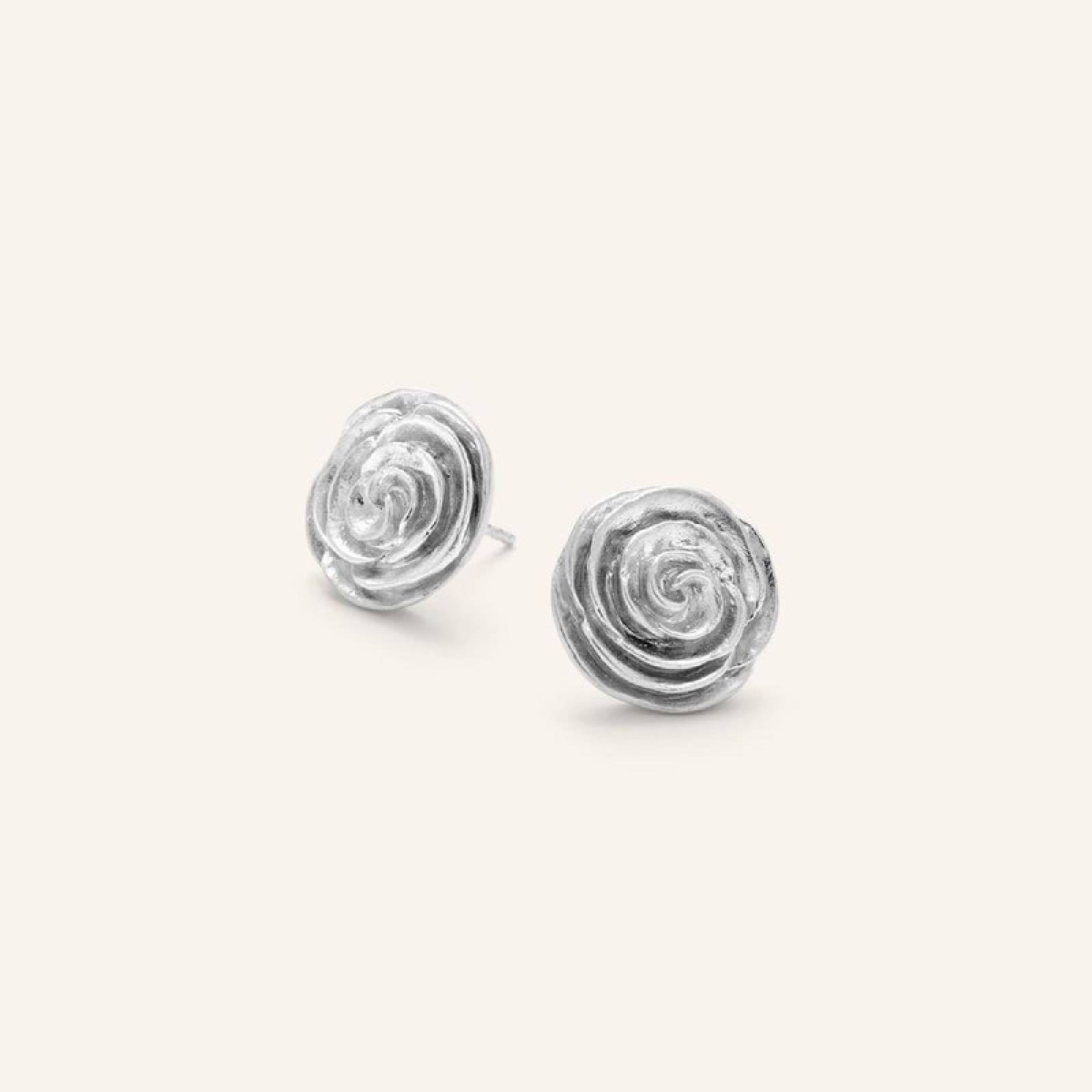 Large Rose Stud Earrings In Silver By Pernille Corydon