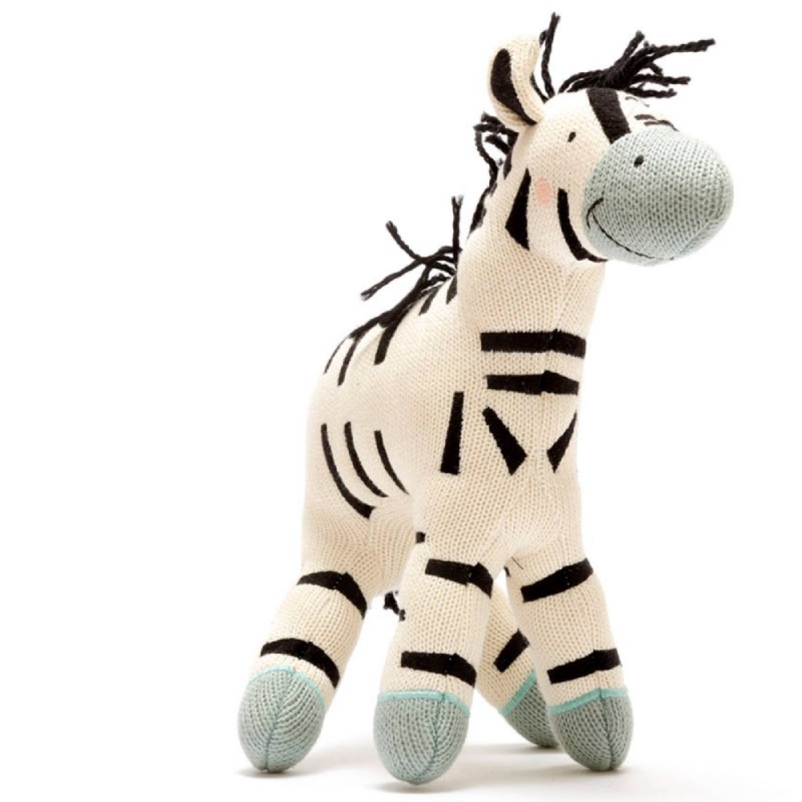 Large Zebra Knitted Cotton Soft Toy 0+