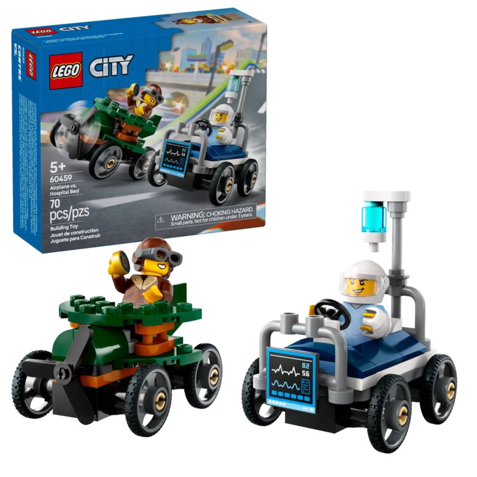 LEGO City Airplane vs. Hospital Bed Race Car Pack 60459 5+