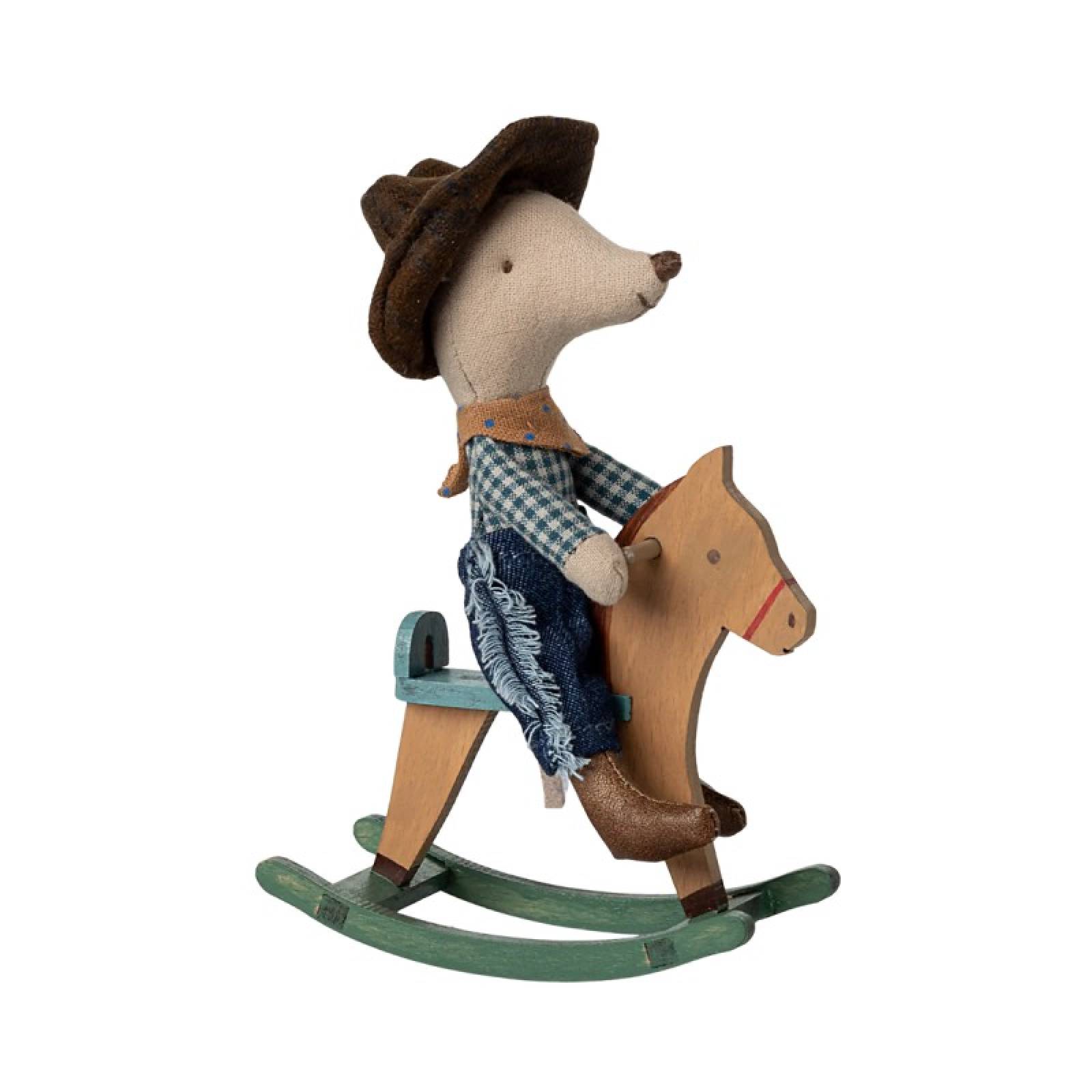 Little Brother Cowboy Mouse On Rocking Horse By Maileg 3+ thumbnails