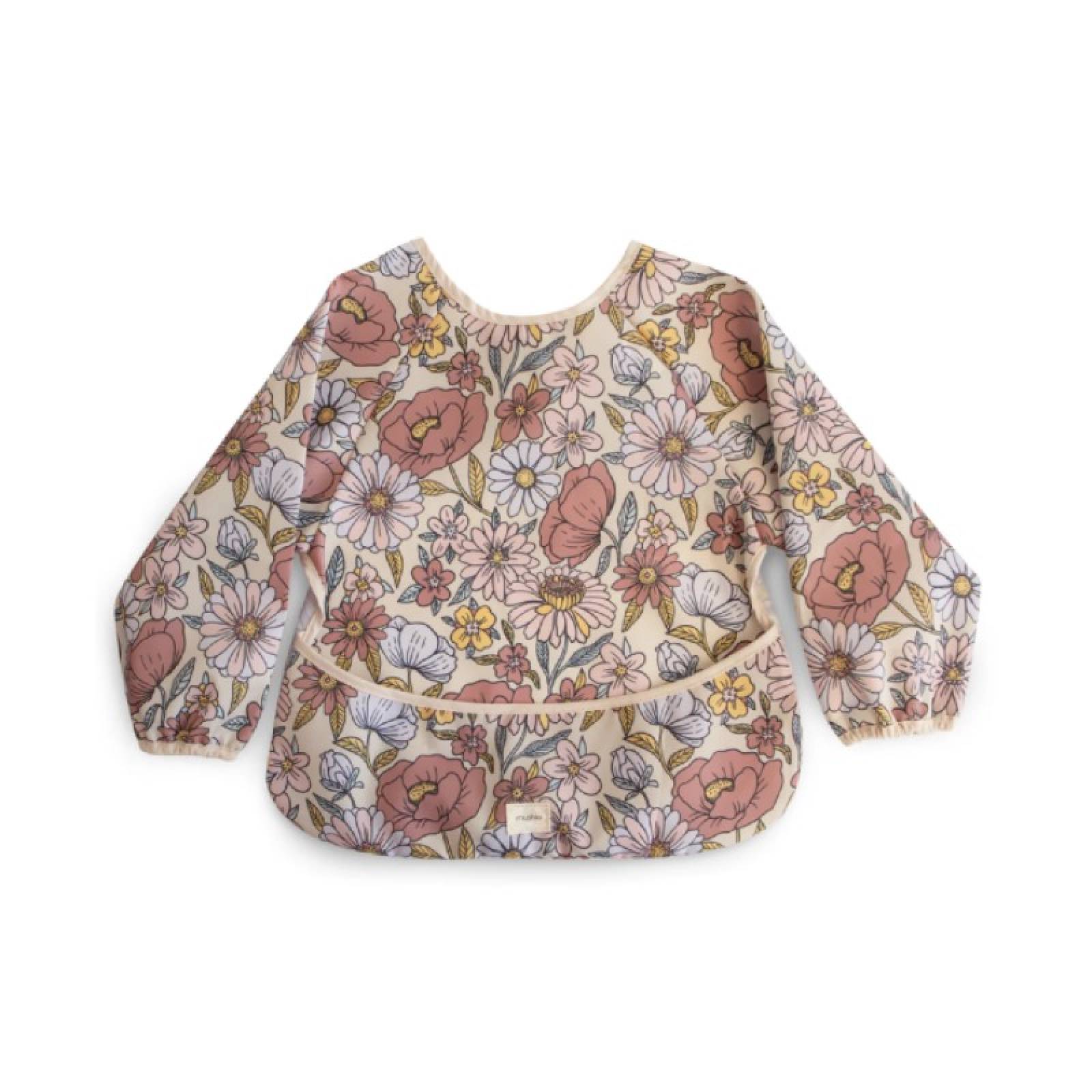Long Sleeve Bib In Retro Flowers 6m+