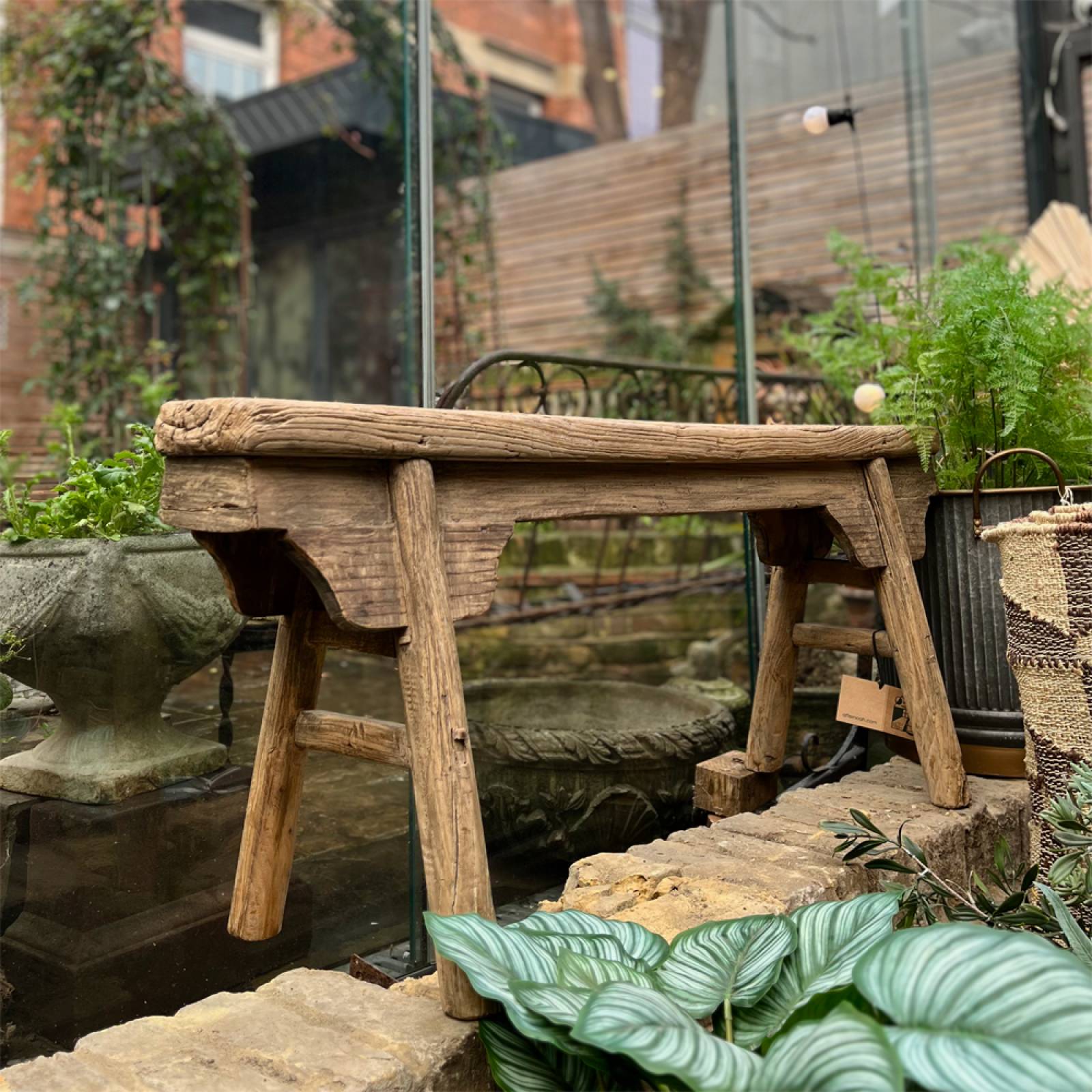 Long Slim Reclaimed Wooden Bench L:119cm thumbnails