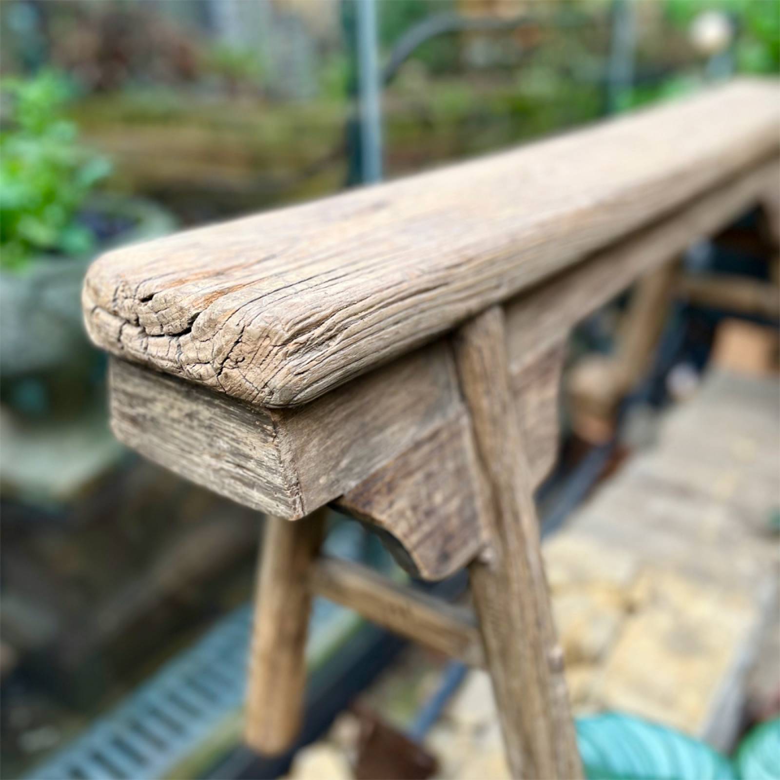 Long Slim Reclaimed Wooden Bench L:119cm thumbnails