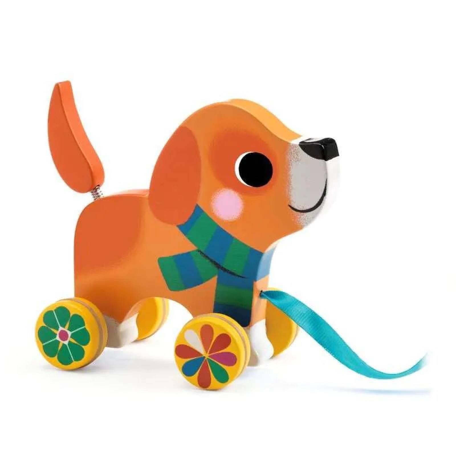 Lou The Dog Pull Along Toy By Djeco 18m+