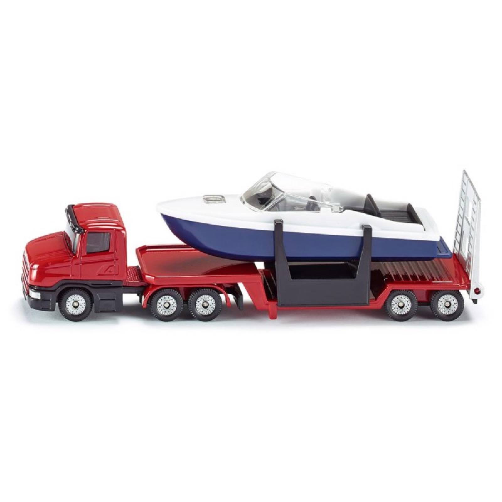Low Loader With Speedboat - Double Die-Cast Toy Vehicle 1613 3+